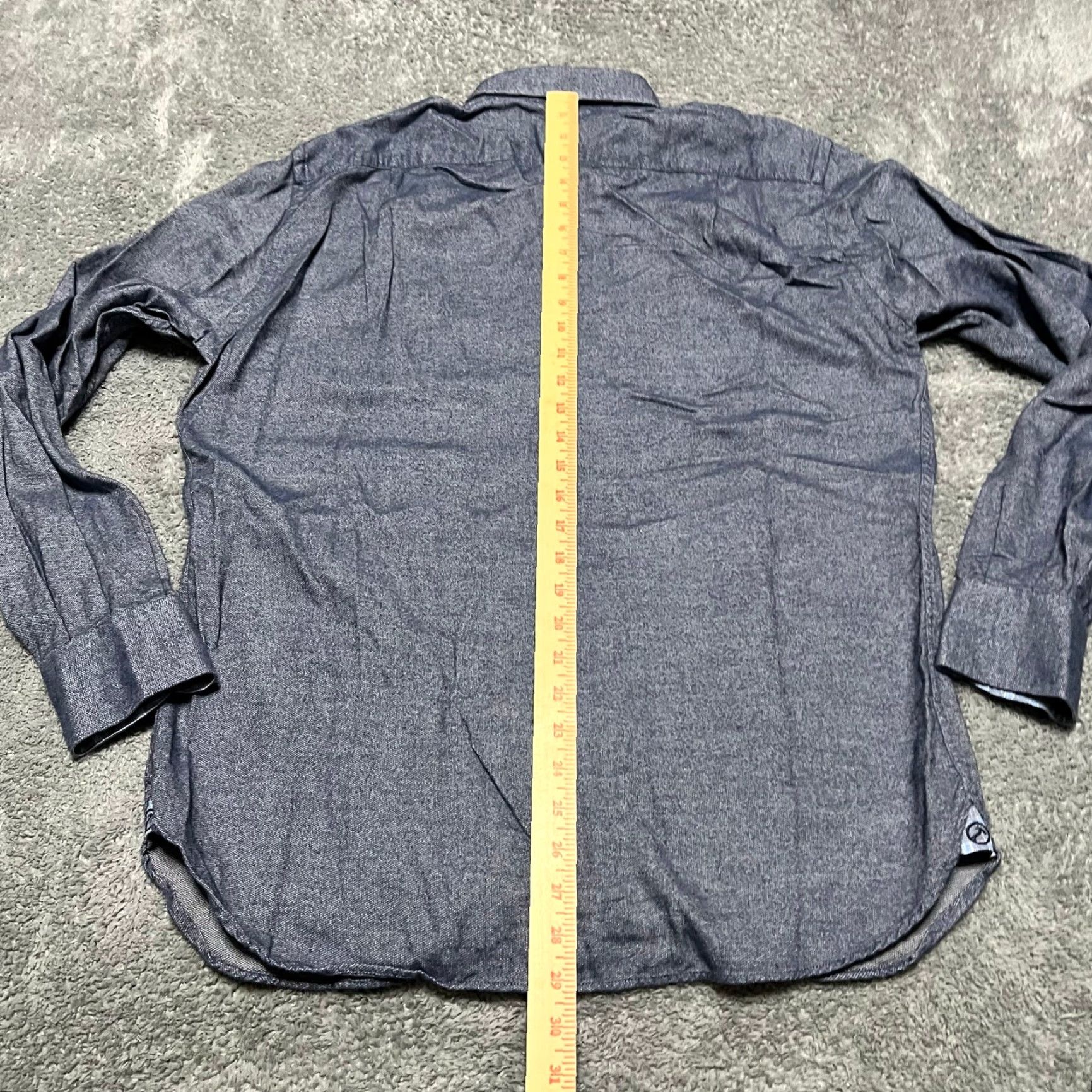 Vintage Hammermade Dress Shirt Mens Large 16.5 Blue Button Up Heathered Blue Shirt L Men Long Sleeve Blue Fashion Shirt Size 42R - 5 Thumbnail