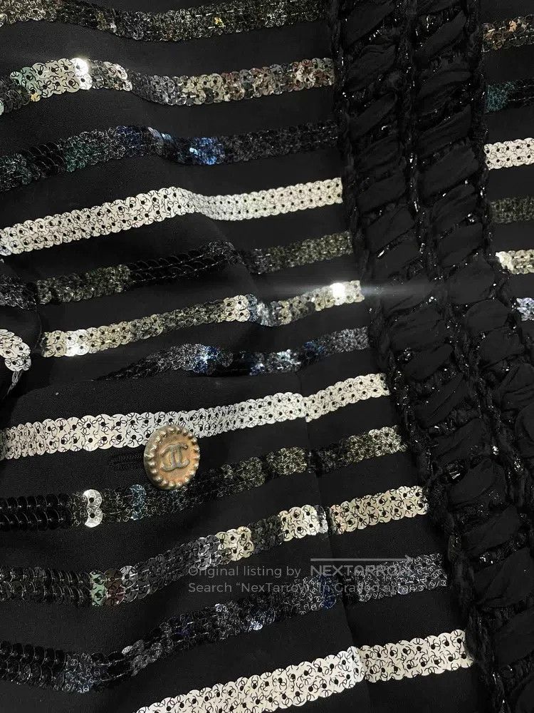 Chanel Chanel 22c black and white cc sequin striped jacket Size XS / US 0-2 / IT 36-38 - 3 Thumbnail
