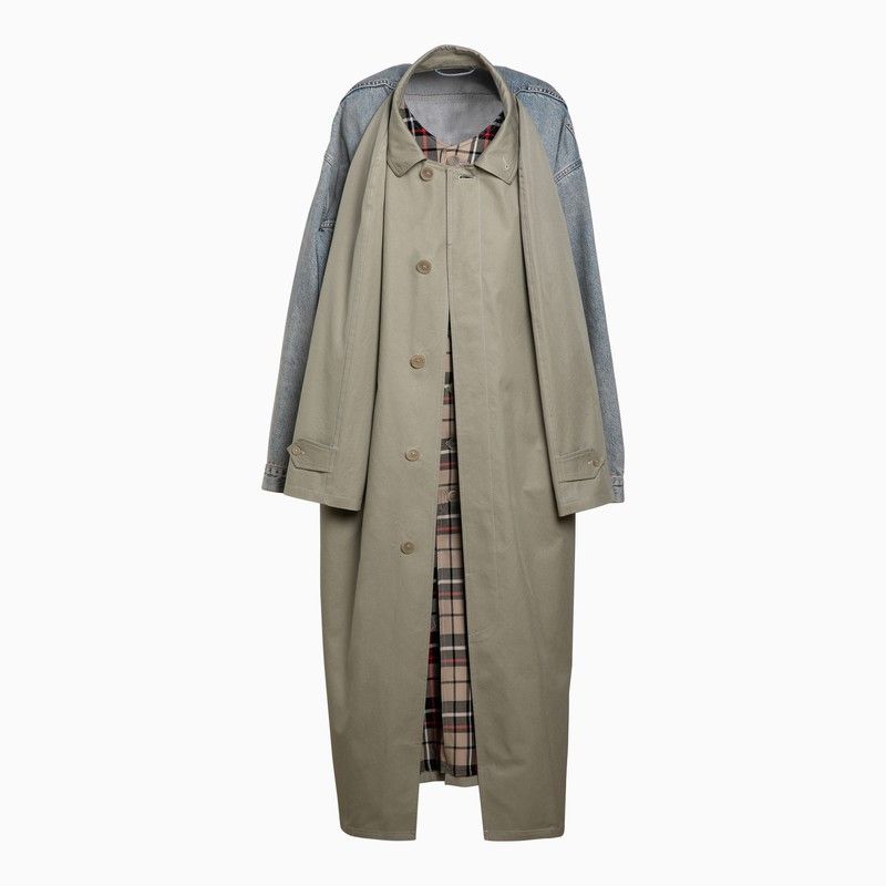 image of Balenciaga Hybrid Beige And Denim Blue Cotton Coat, Women's (Size XS)