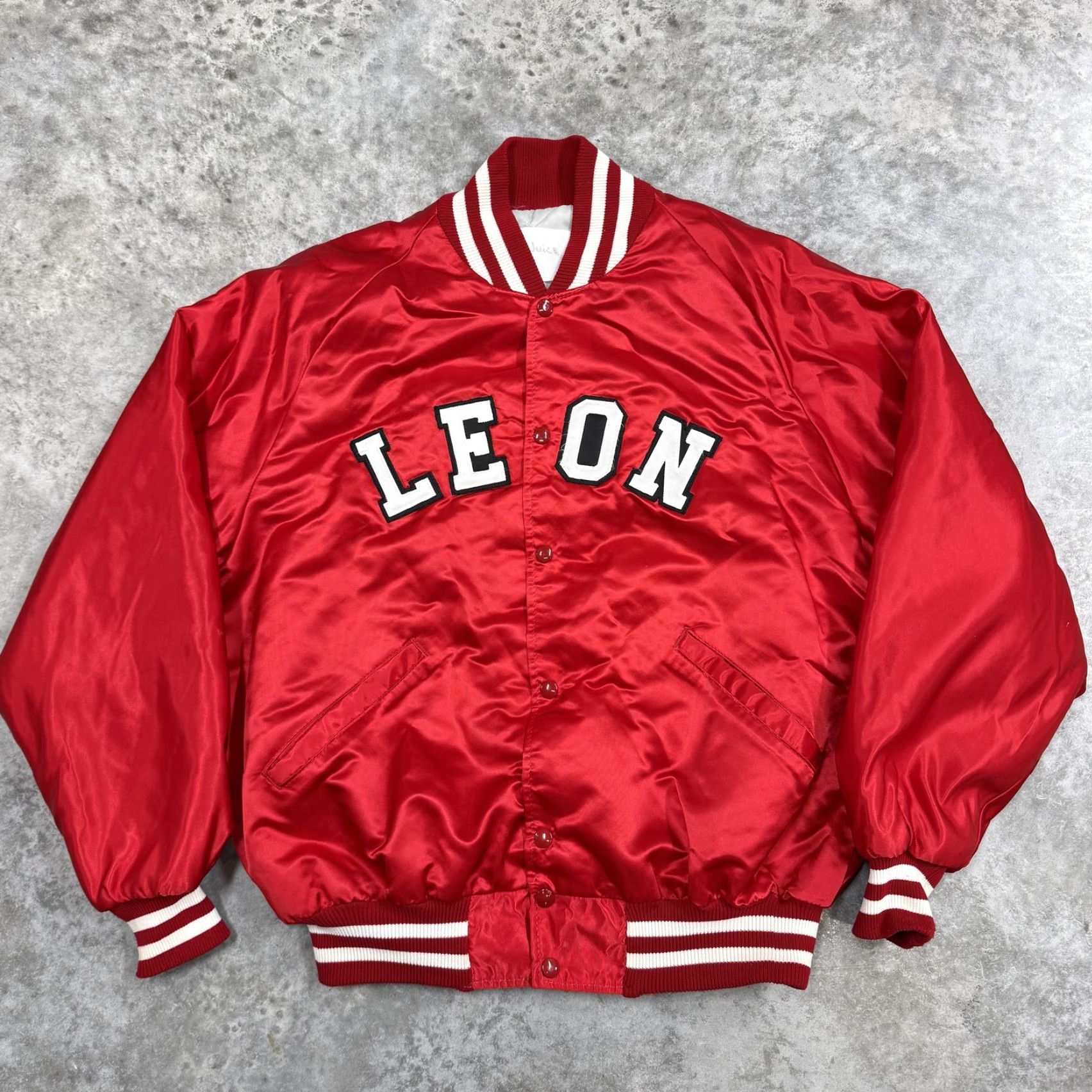 Vintage Leon Jacket Mens XL Red Satin Varsity Bomber Quilt Lined Letterman Tallahassee Size US XL / EU 56 / 4 - 3 Thumbnail