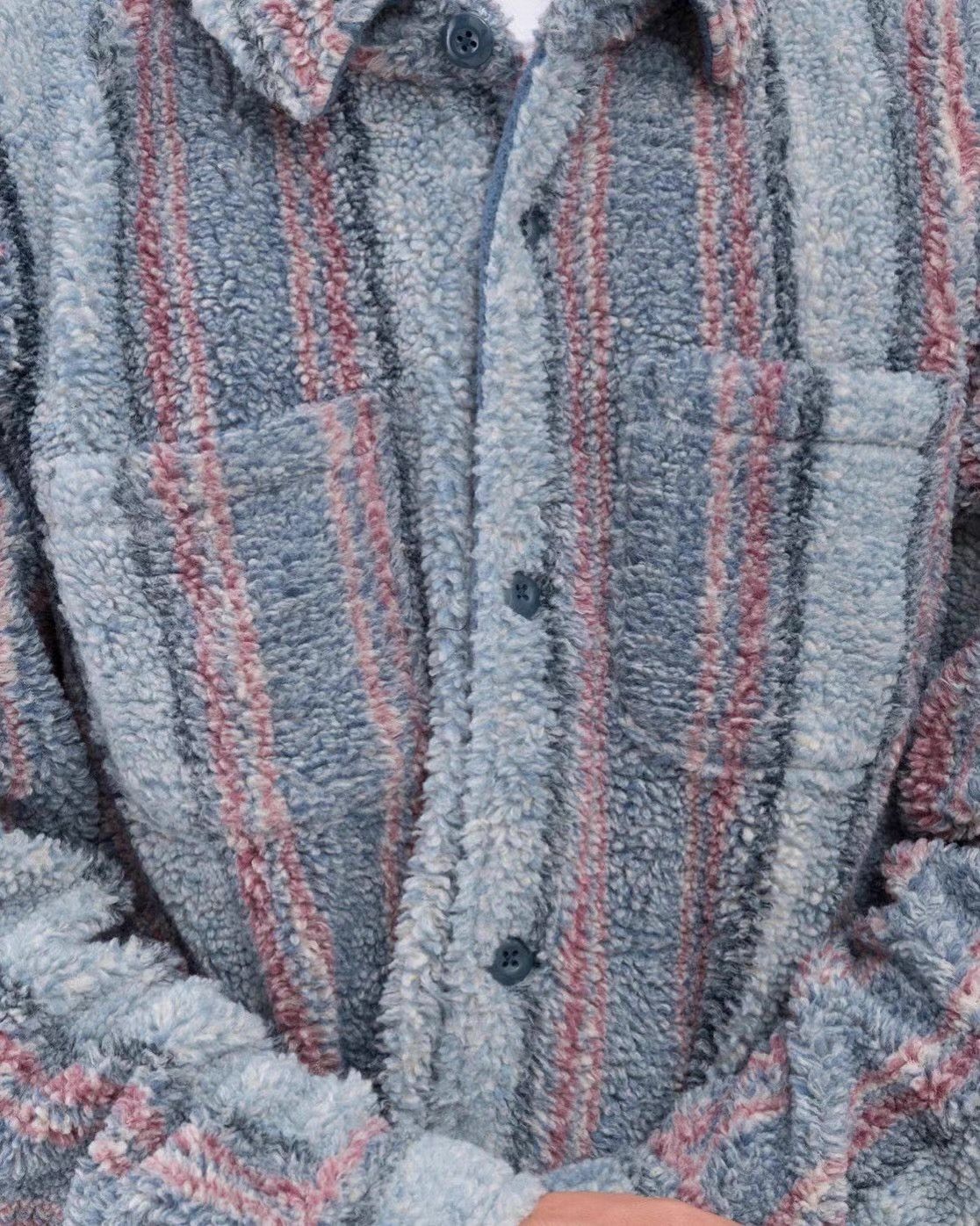 Stussy STUSSY STRIPE SHERPA SHIRT Striped Sherpa Jacket Ｑ22 Size US L / EU 52-54 / 3 - 3 Thumbnail