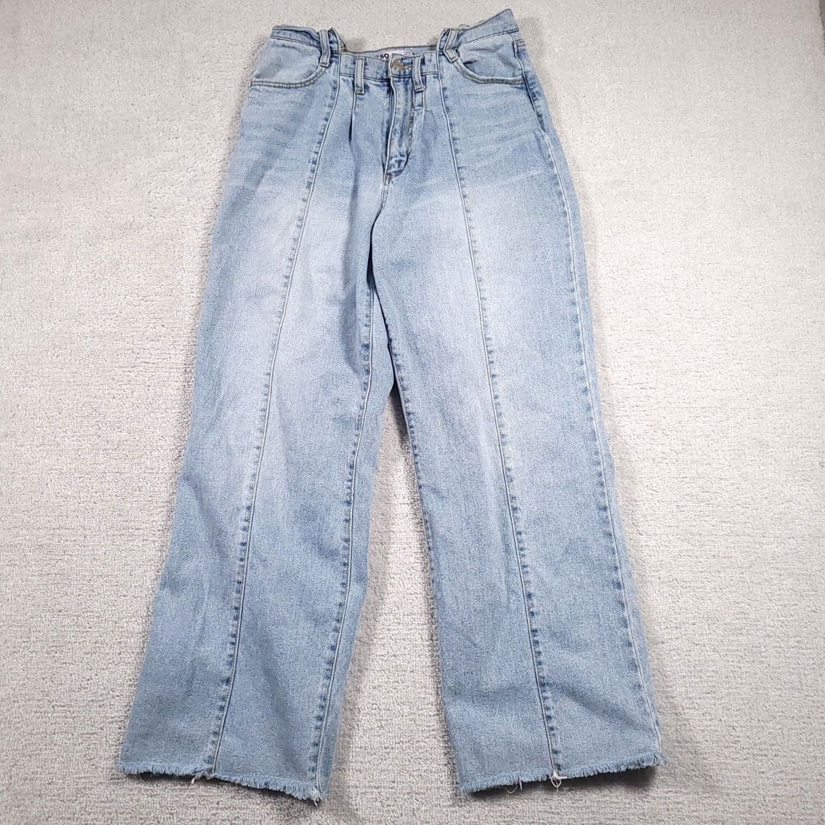 Vintage SO Pieced Angled Wide Leg Jeans High Rise Women's 11/30W Hippie Festival Grunge 90s Y2k Hippie Western Mom Cowgirl Distressed Blue Denim Jeans Women Size 32" / US 10 / IT 46 - 2 Thumbnail
