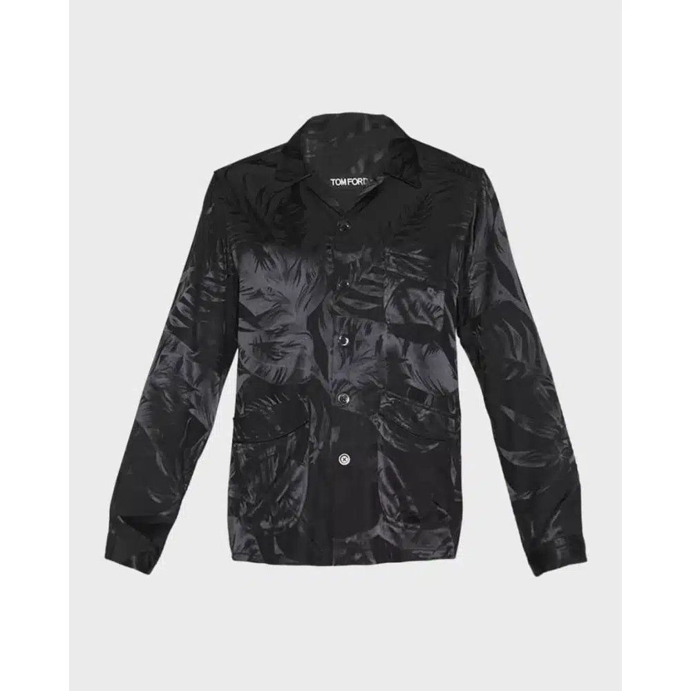Tom Ford o1loc1c1124 HXH002 Floral Jacquard Shirt in Black Size US S / EU 44-46 / 1 - 1 Thumbnail
