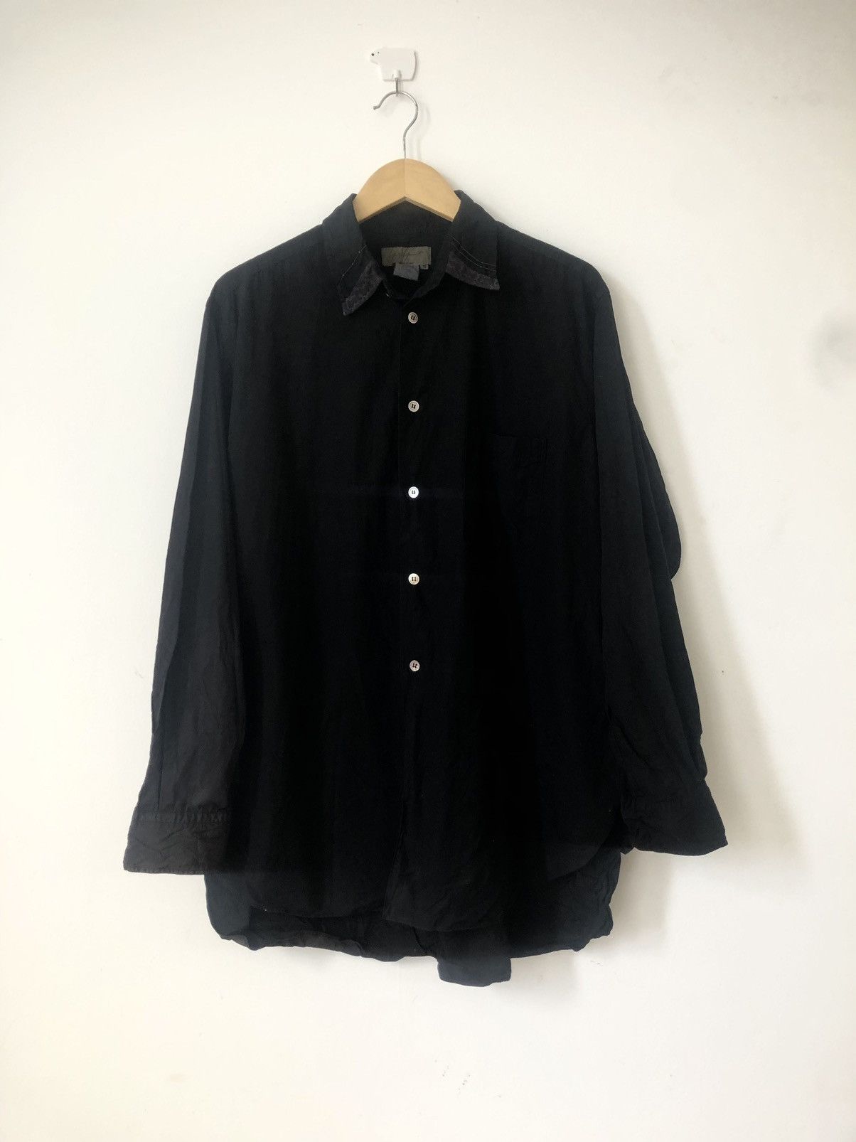 Pre-owned Yohji Yamamoto Pour Homme Ethnic Collar Shirt In Black