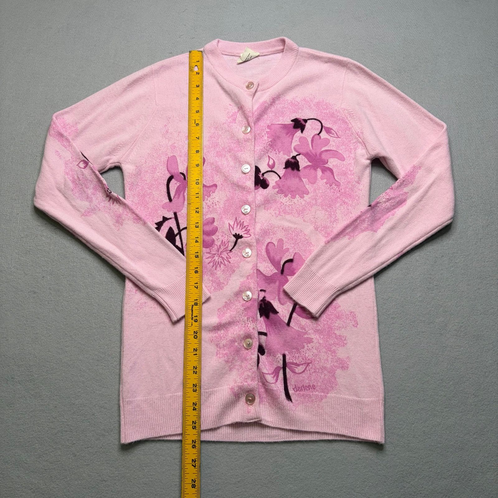 Vintage Vintage Darlene Pink Floral Cardigan Sweater USA 80s XS/S Size S / US 4 / IT 40 - 6 Thumbnail