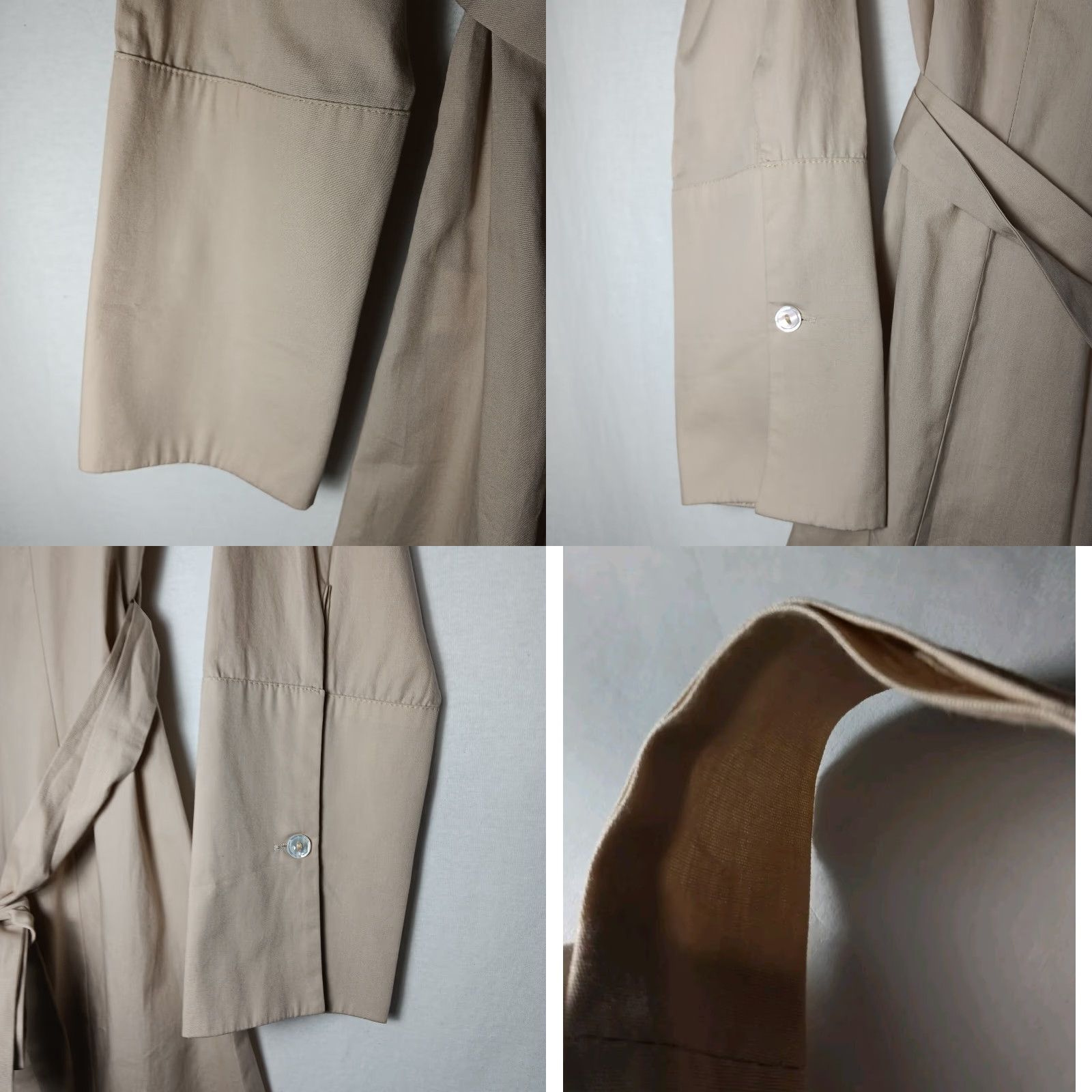 Bell Fine Garments by Bell Shirt Dress Casual Beige 0 Long Sleeve Button Belt Academic Minimalist Womens Dress Size XS / US 0-2 / IT 36-38 - 9 Thumbnail