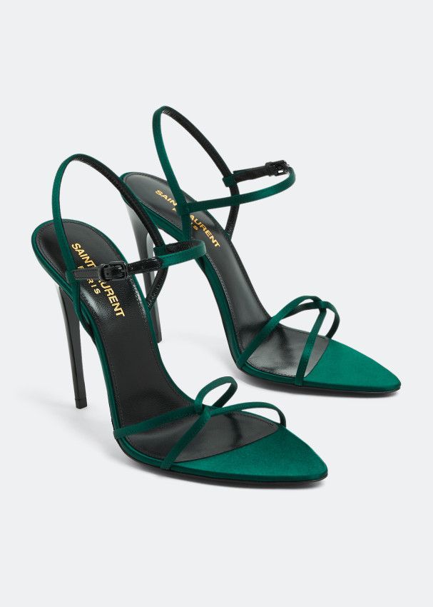 Saint Laurent Paris o1bcso1str1124 Clara Sandals in Green Size US 8 / IT 38 - 4 Thumbnail