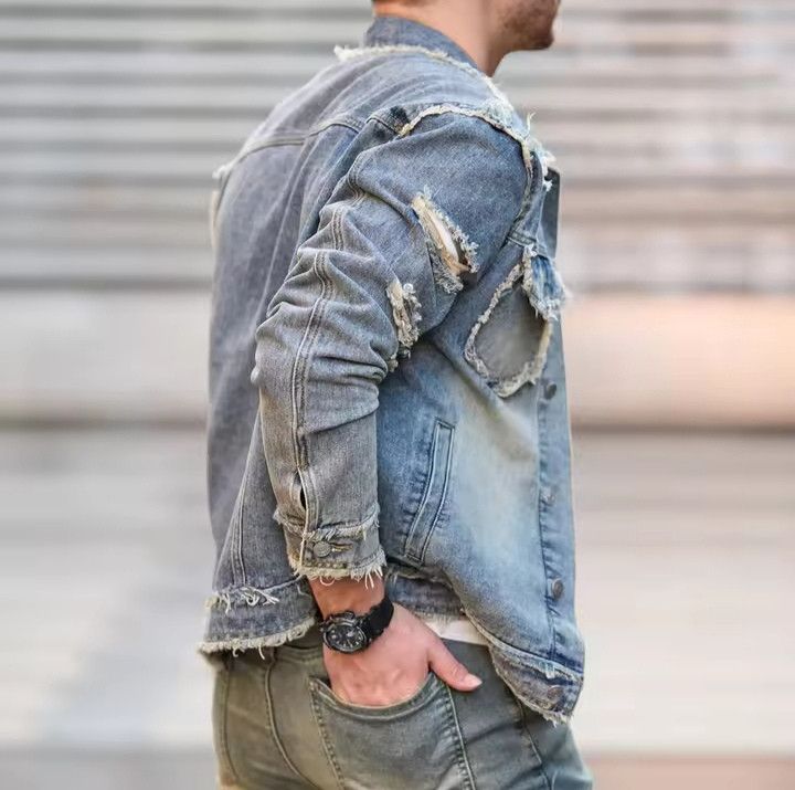 Ripped Slim Casual Denim Jacket