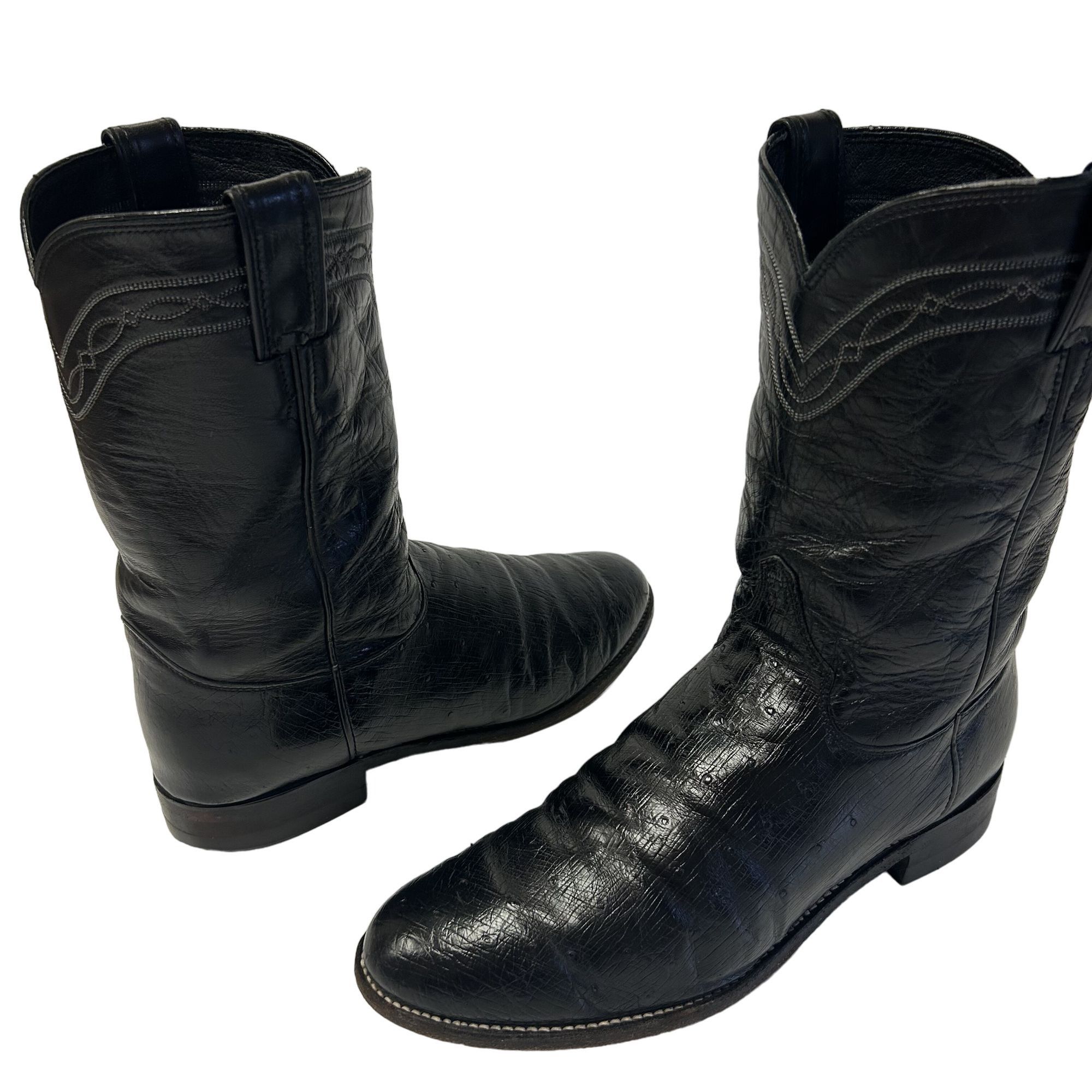 Justin Vtg Justin EXOTIC Leather Cowboy Western Ostrich Boots Size US 9.5 / EU 42-43 - 2 Thumbnail