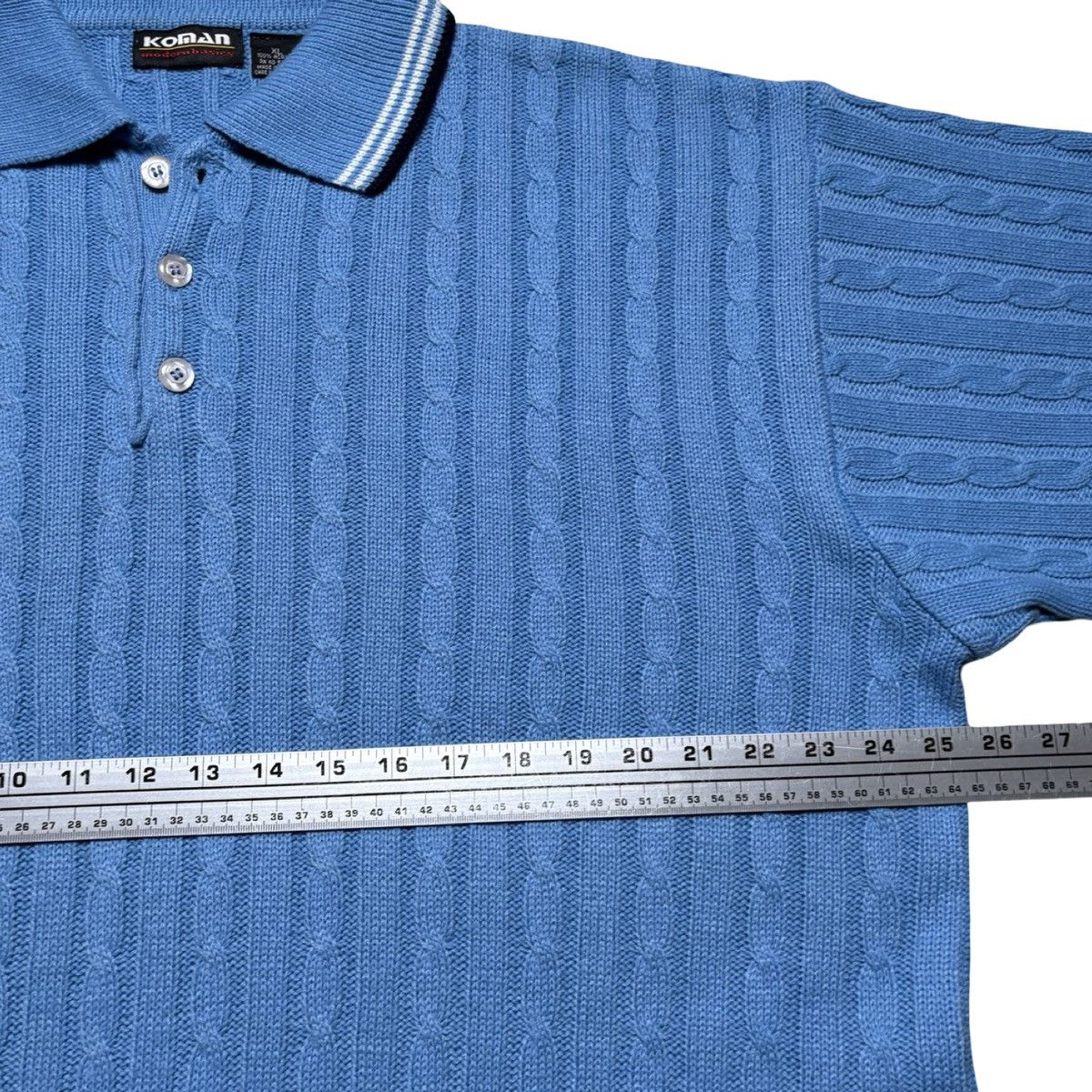 Other Vintage Y2K Koman Cable Knit Polo Shirt Short Sleeve XL Size US XL / EU 56 / 4 - 4 Thumbnail