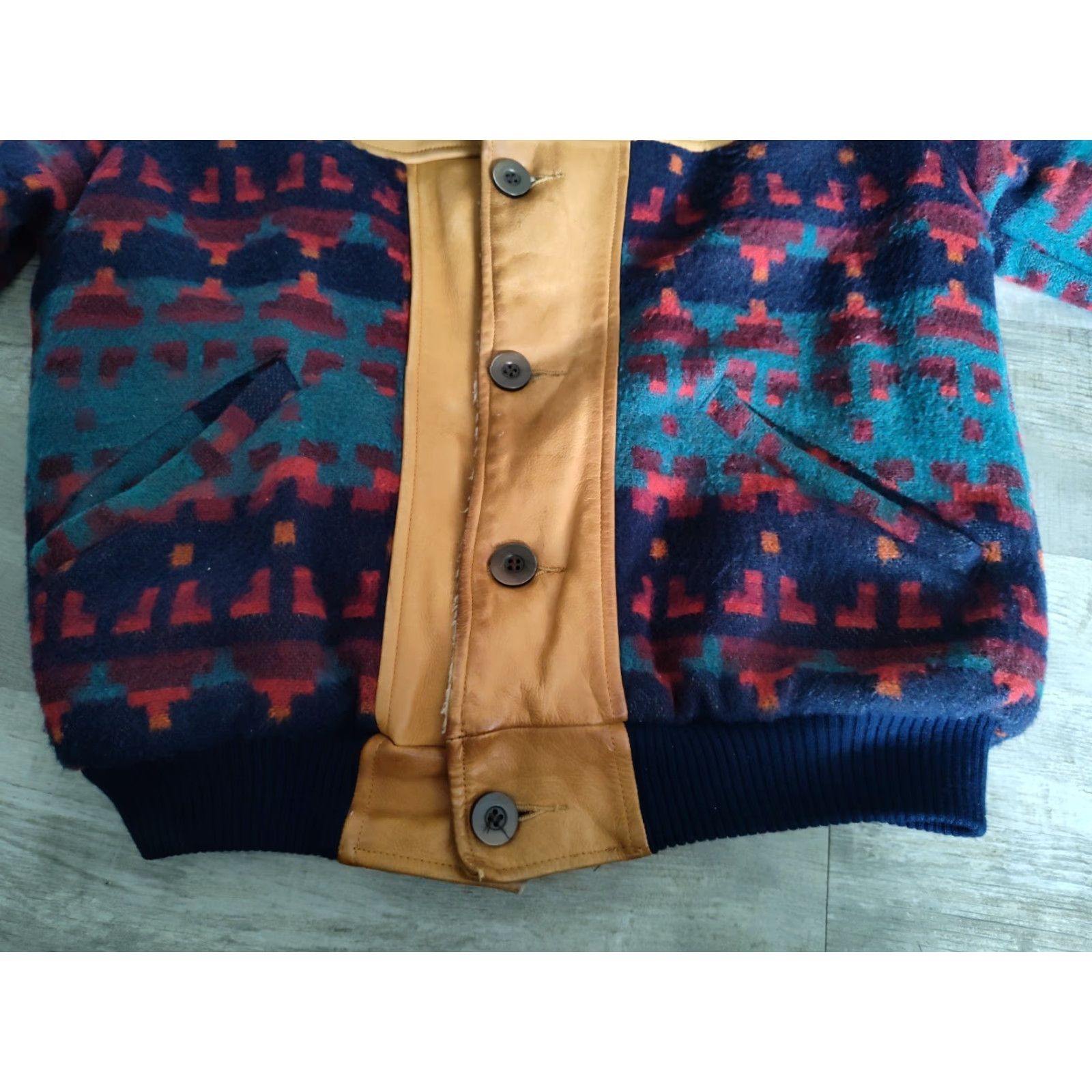 CO VINTAGE Mid-west Garment Co Aztec Leather Wool Blend Sherpa Bomber Jacket Womens Size M / US 6-8 / IT 42-44 - 7 Thumbnail