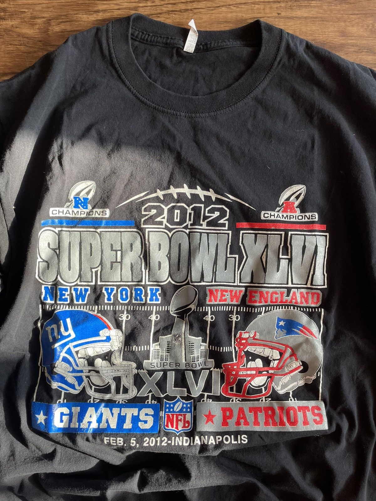 Vintage 2012 Giants vs Patriots Super Bowl Tee Size US L / EU 52-54 / 3 - 1 Thumbnail