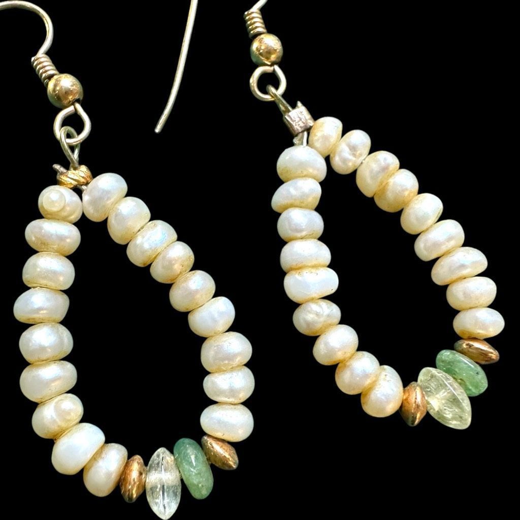 Other 10 Karat 10K Yellow Gold Genuine Pearl Hoop Dangle Dainty Ea Size ONE SIZE - 3 Thumbnail