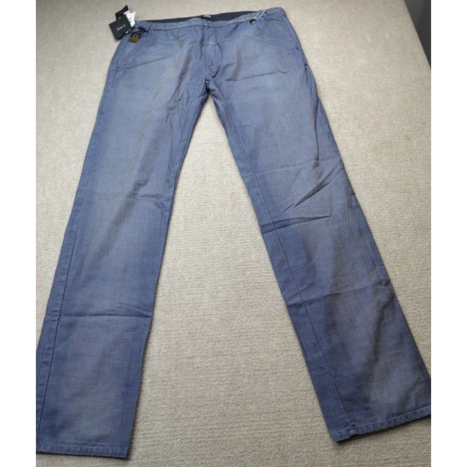 Costume National Costume National Mens Pants 38x35 Blue Denim Chambray Chino Flat Front Straight Leg Cotton Made in Italy Size US 38 / EU 54 - 2 Thumbnail