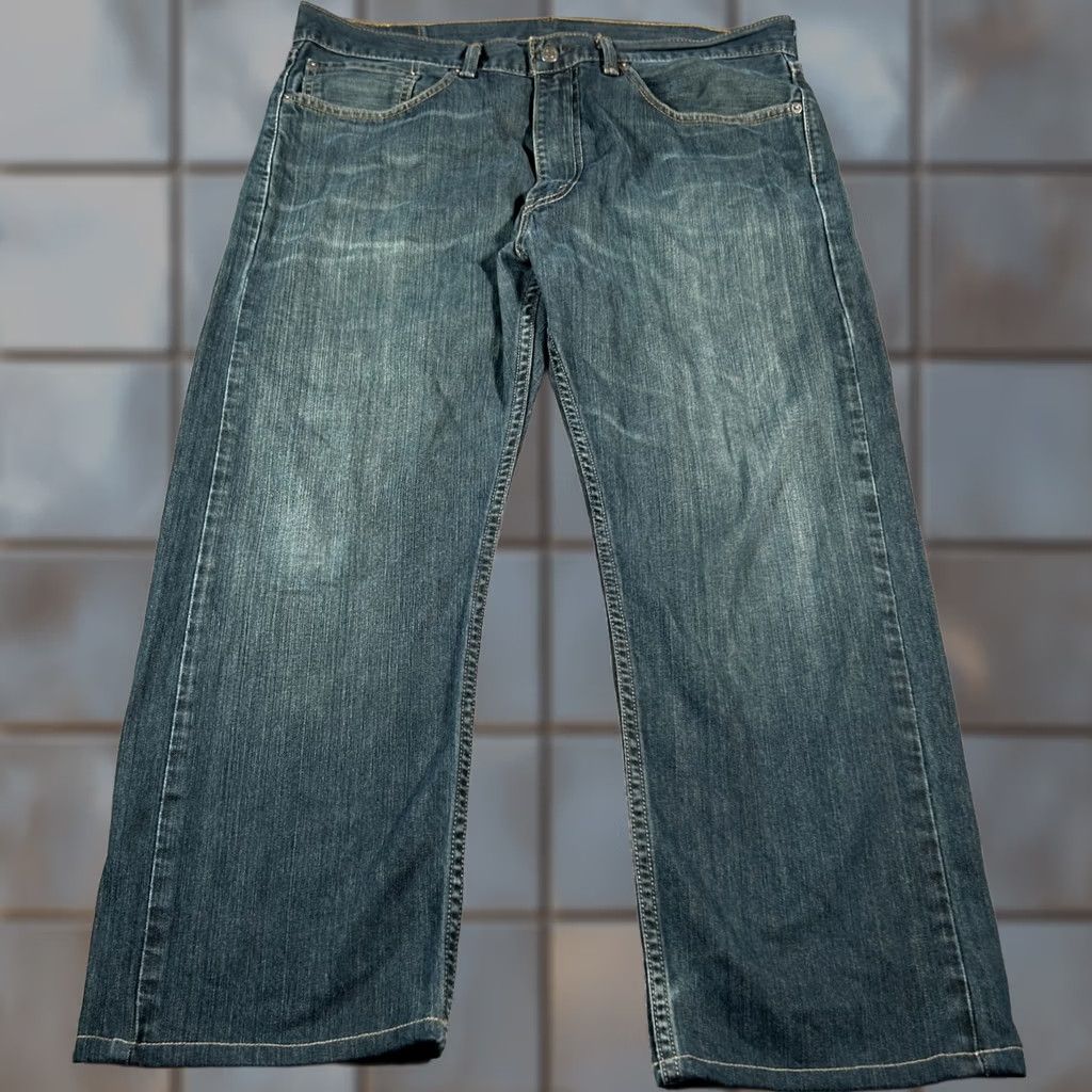 Levi's Levi's 505 Jeans Mens 37x24 Blue Denim Cotton Regular Fit Zip Fly Straight Leg Size US 37 - 1 Thumbnail
