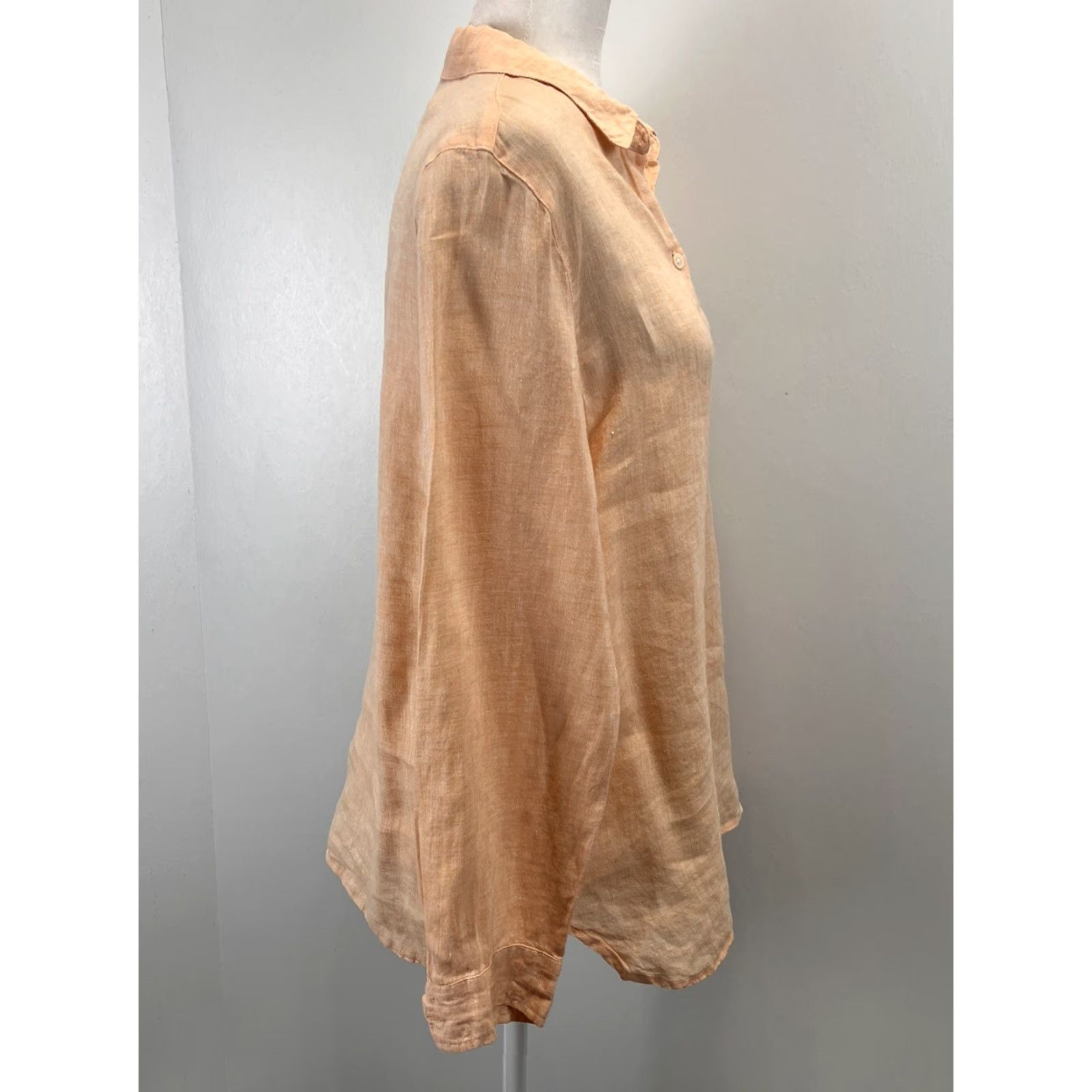 J. Jill J. Jill Shirt Women Sz Small Linen Peach Beach Summer Coastal Button Up Love Size S / US 4 / IT 40 - 4 Thumbnail