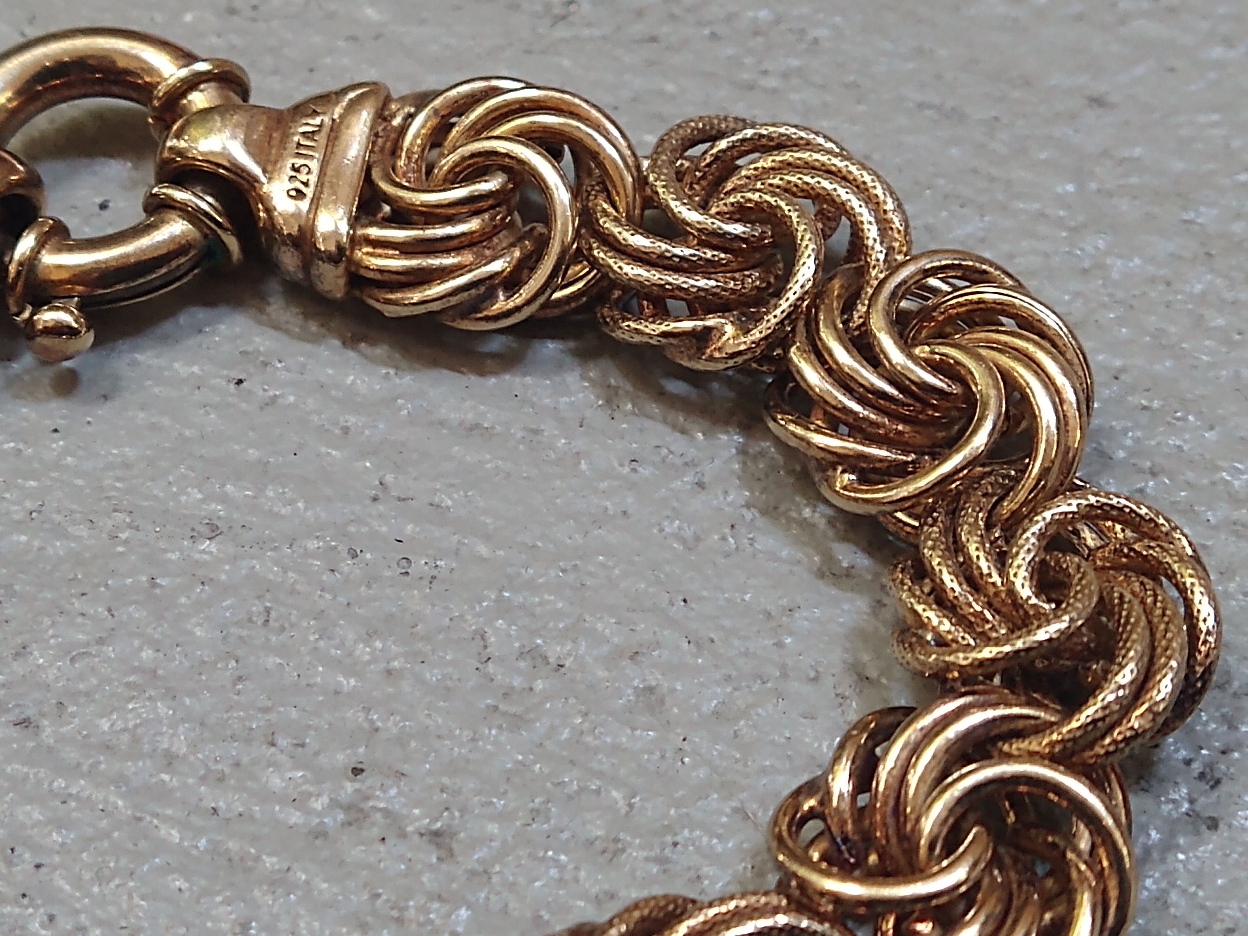 Jewelry Sterling Silver Bracelet Rosetta Link Chain Milor Italy 7.75 Size ONE SIZE - 6 Thumbnail