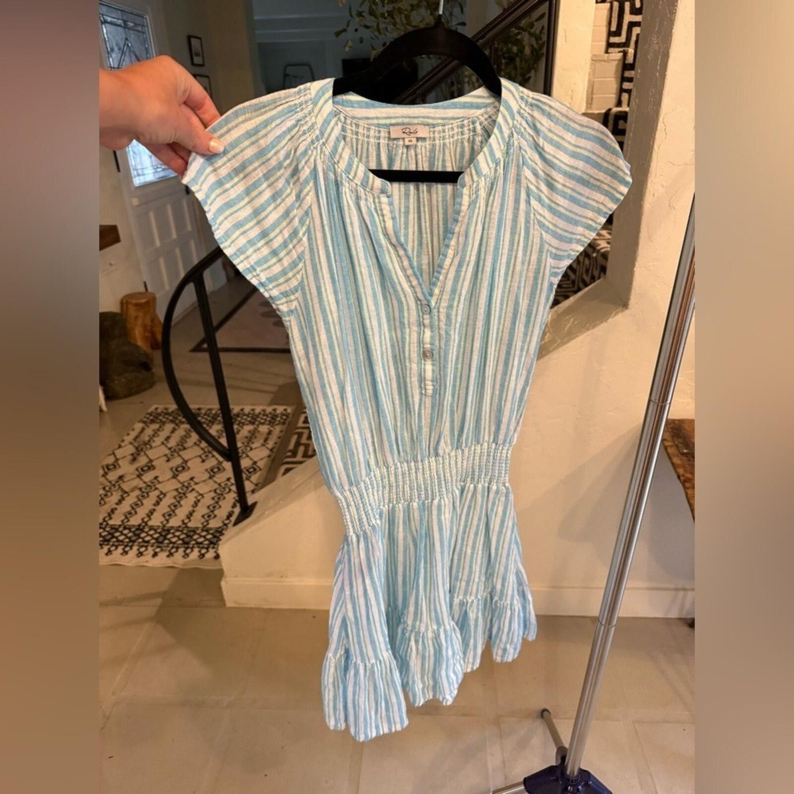 Rails Rails Augustine Laguna Blue Stripe Smocked Mini Dress XS Size XS / US 0-2 / IT 36-38 - 5 Thumbnail