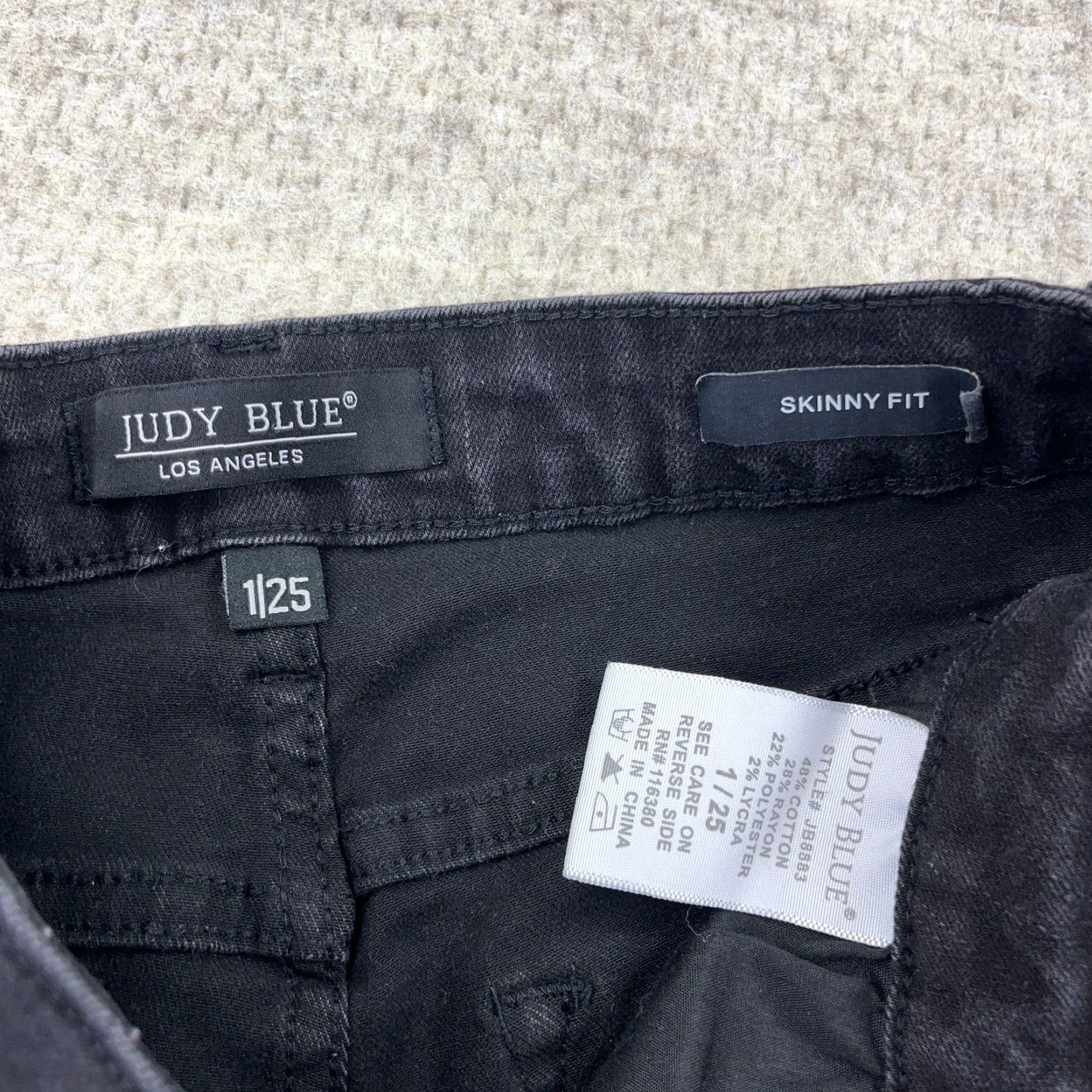 Vintage Judy Blue Jeans Women 1 25 Skinny High Rise Black Wash Faded Stretch Pockets 5-Pocket Denim Stretch Medium Blue Regular Women's Jeans Size 42" / US 20 - 4 Thumbnail