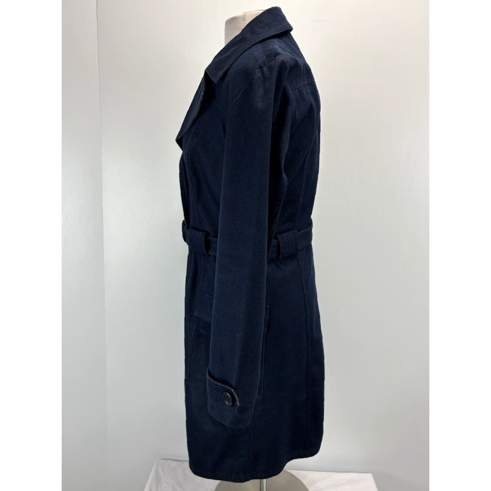 Gap VINTAGE GAP Y2K Denim Duster Trench Coat Long Blue Jean Jacket Women's M Belted Jacket Size 32" / US 10 / IT 46 - 2 Thumbnail