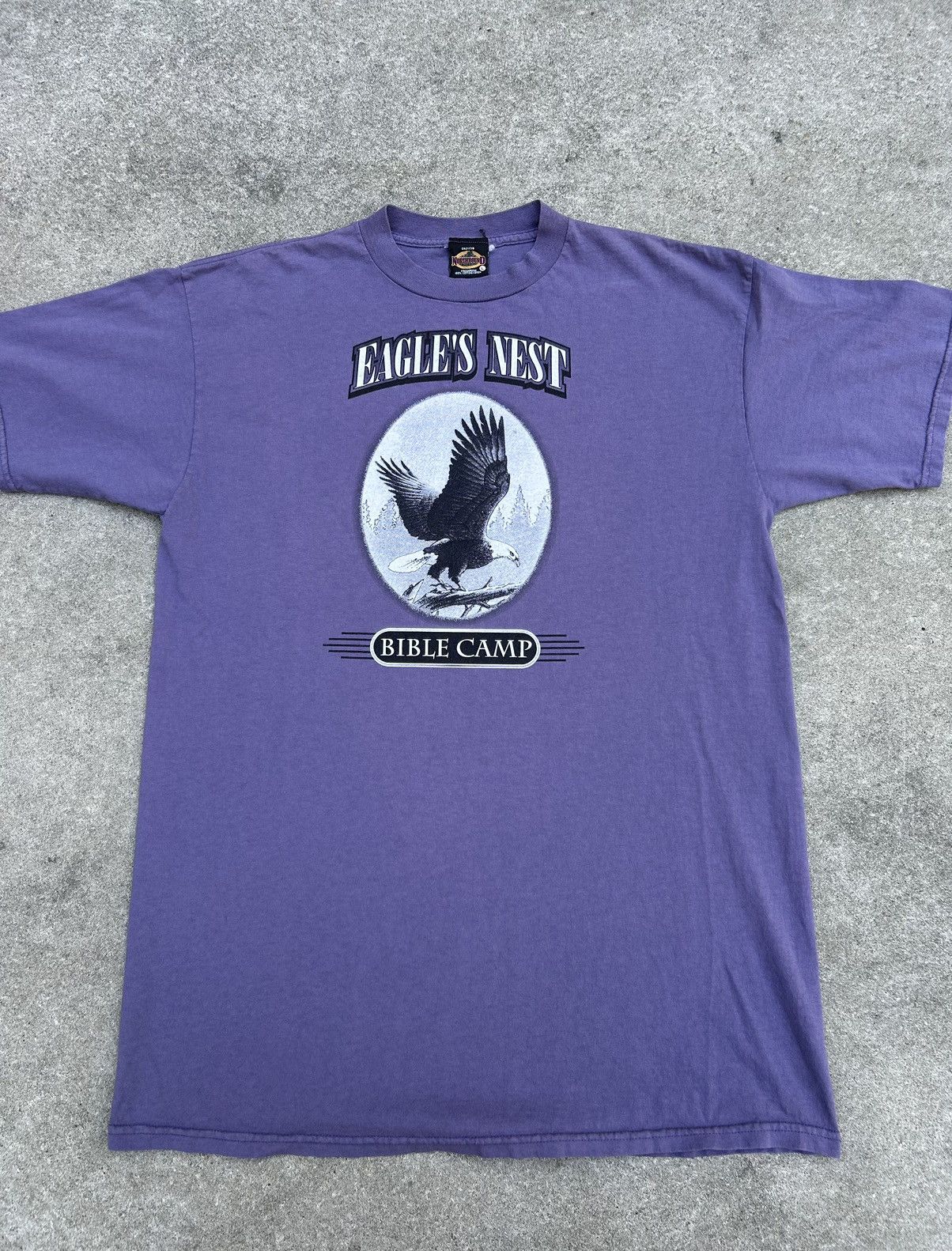 Vintage Eagles Nest Bible Camp vintage late 90s purple t-shirt Size US XL / EU 56 / 4 - 1 Thumbnail