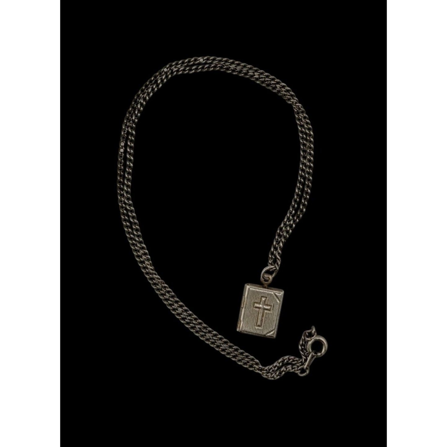 Other Vintage Religious Dainty Cross Engraved Book Locket Necklace Size ONE SIZE - 4 Thumbnail