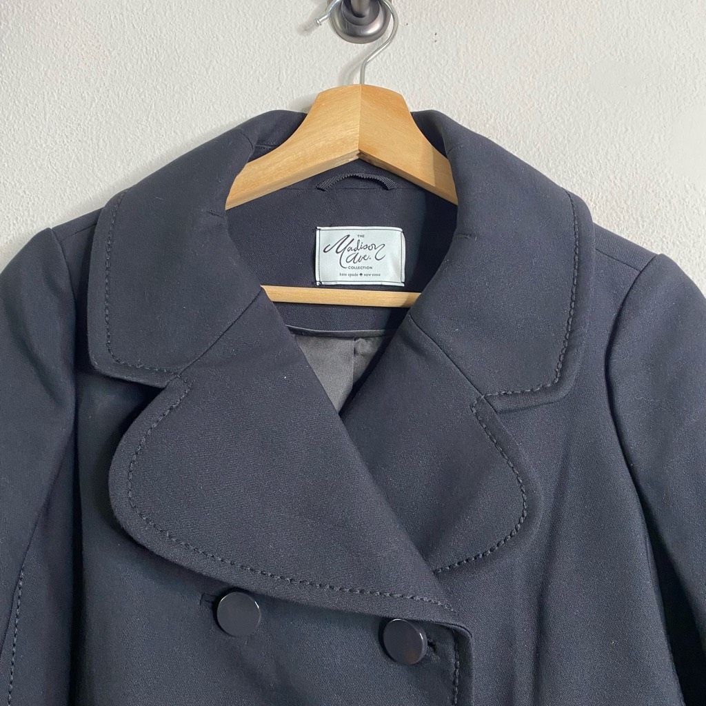 Kate Spade Kate Spade Madison Ave Pea Coat Black Button Front Greer Coa Size L / US 10 / IT 46 - 6 Thumbnail