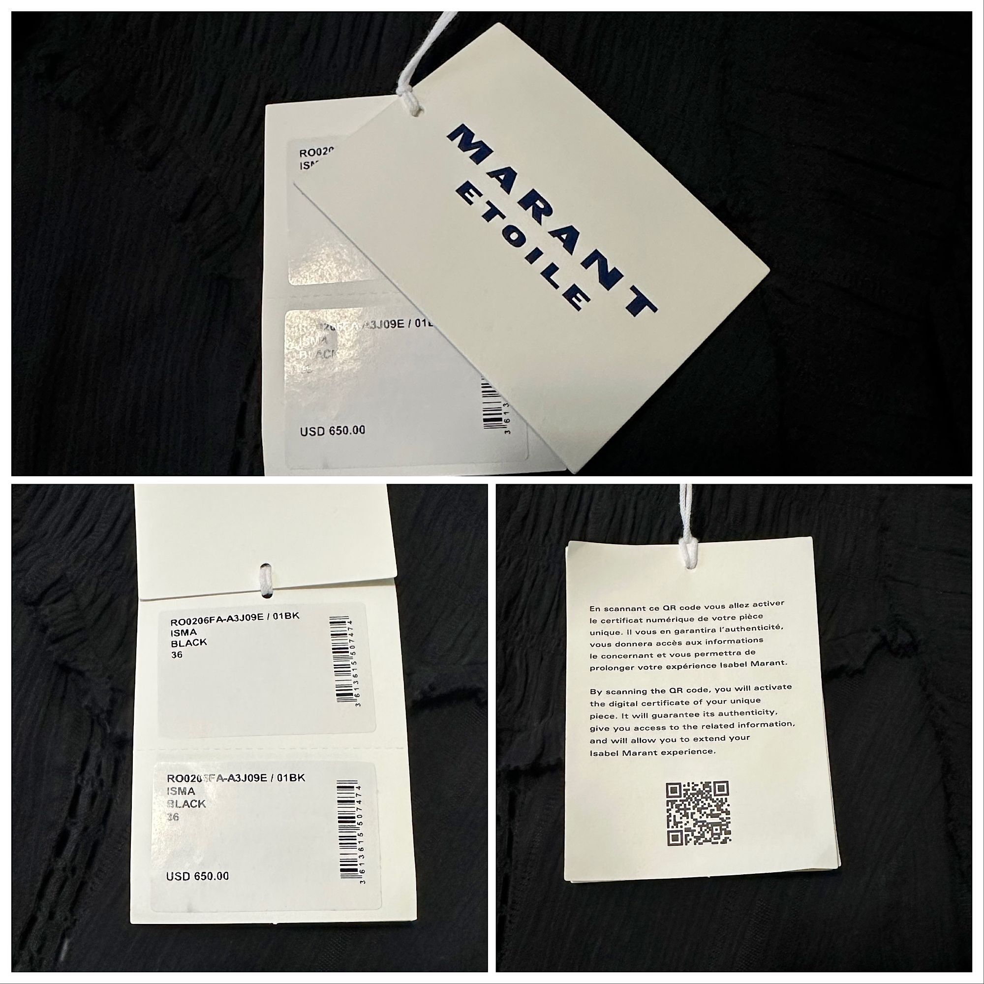 Isabel Marant Etoile ISABEL MARANT ÉTOILE Isma Black Mini Dress, Size FR36/S, NW Size XS / US 0-2 / IT 36-38 - 4 Thumbnail