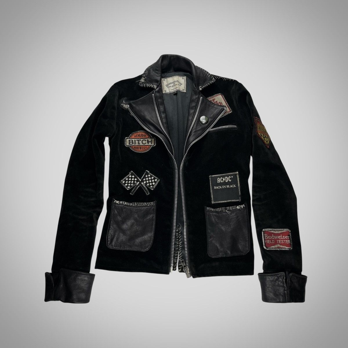 Ekam × Japanese Brand Ekam Leather Asymmetrical Zip Moto Jacket