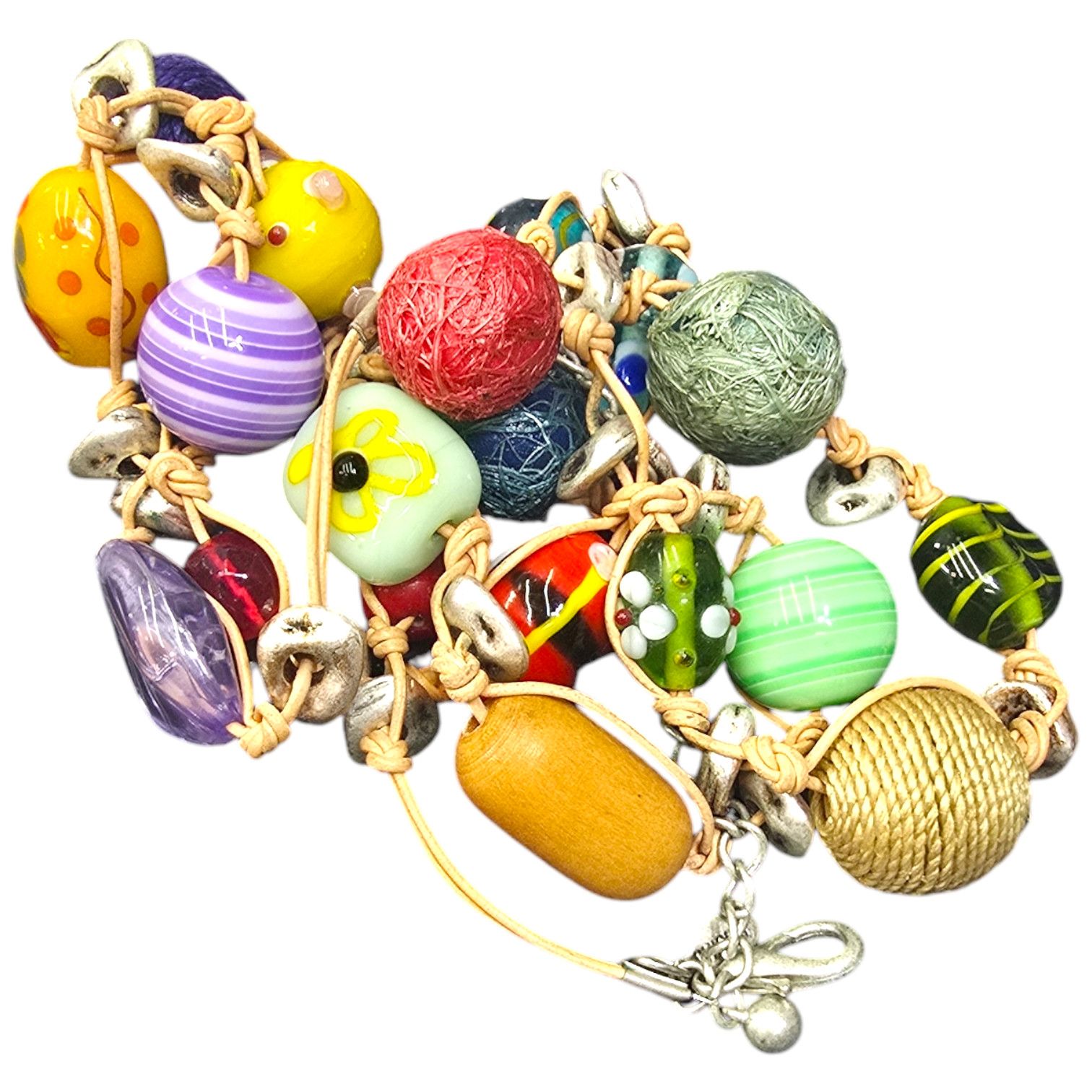 Chicos Chico's Long Large Colorful Rainbow Bead Necklace Glass Wood Size ONE SIZE - 3 Thumbnail
