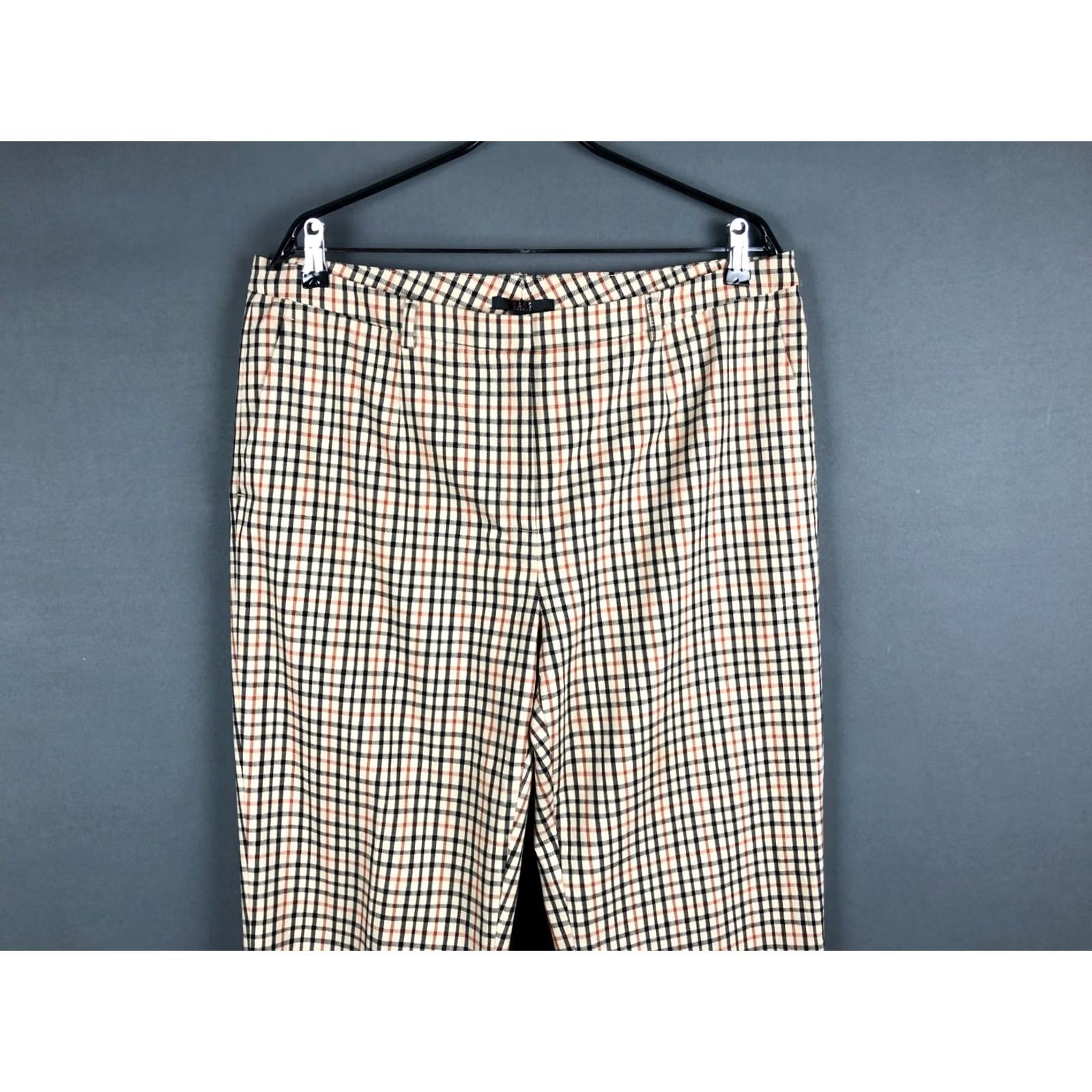 DAKS Daks London Women's Pants Check Beige Cotton Elastane 20 Regular Chino Straight Pocket Belt Loops Vintage: No Release Size 42" / US 20 - 4 Thumbnail