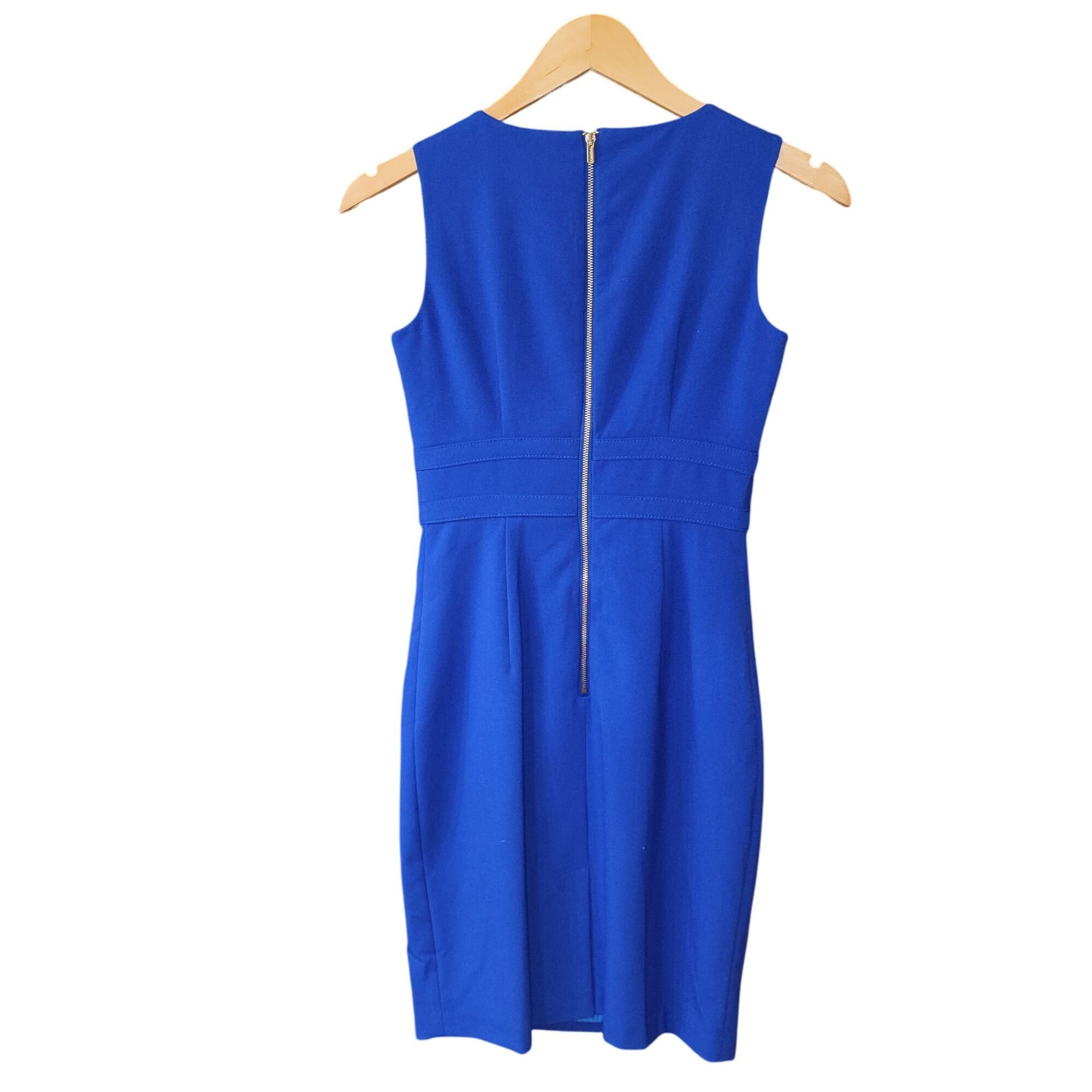Calvin Klein Calvin Klein Womens Blue Sleeveless Sheath Dress Size 0P Pol Size XS / US 0-2 / IT 36-38 - 2 Thumbnail