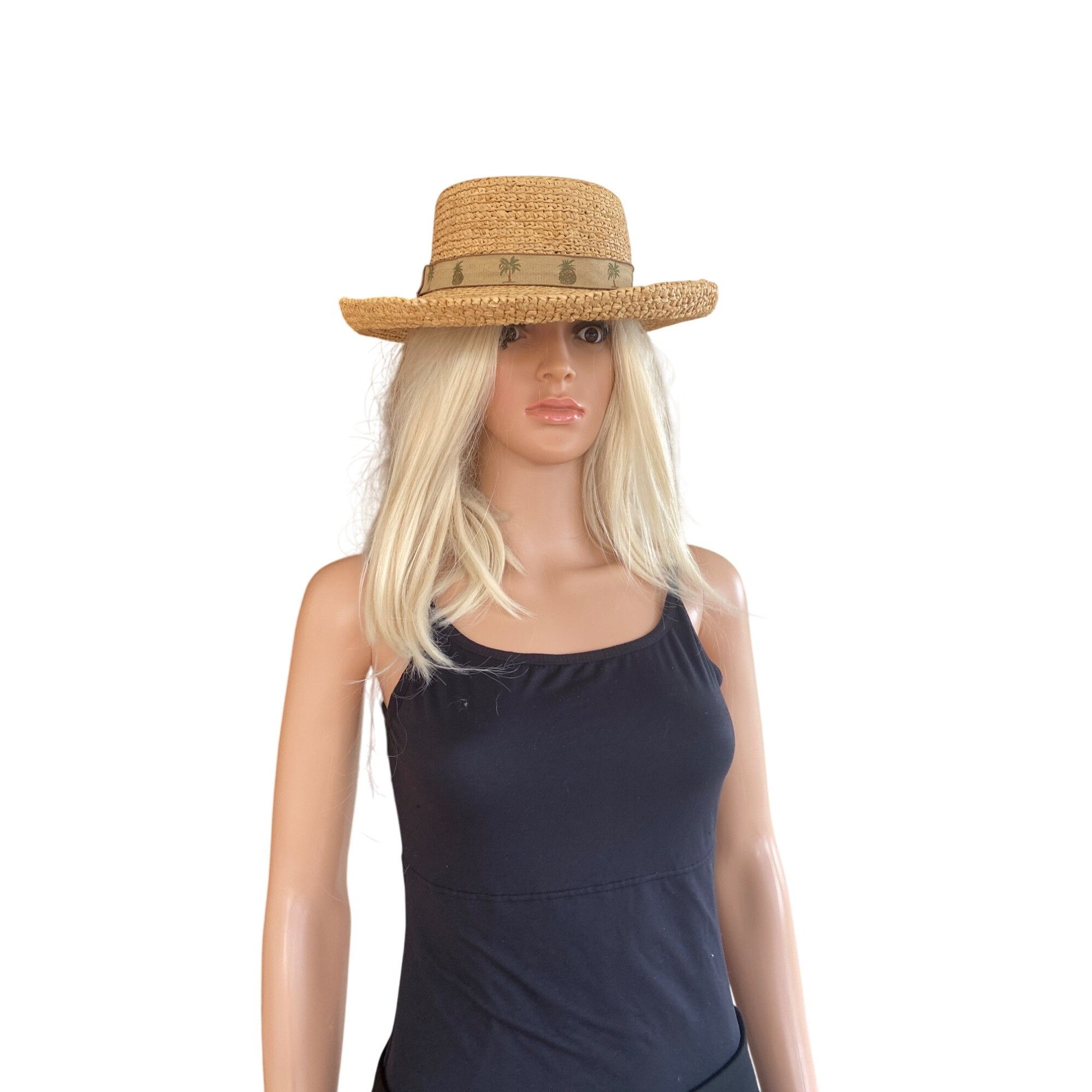 Other SCALA Wide Brim Straw Raffia Safari Hat S/M Unisex Palm Tree Size ONE SIZE - 10 Thumbnail