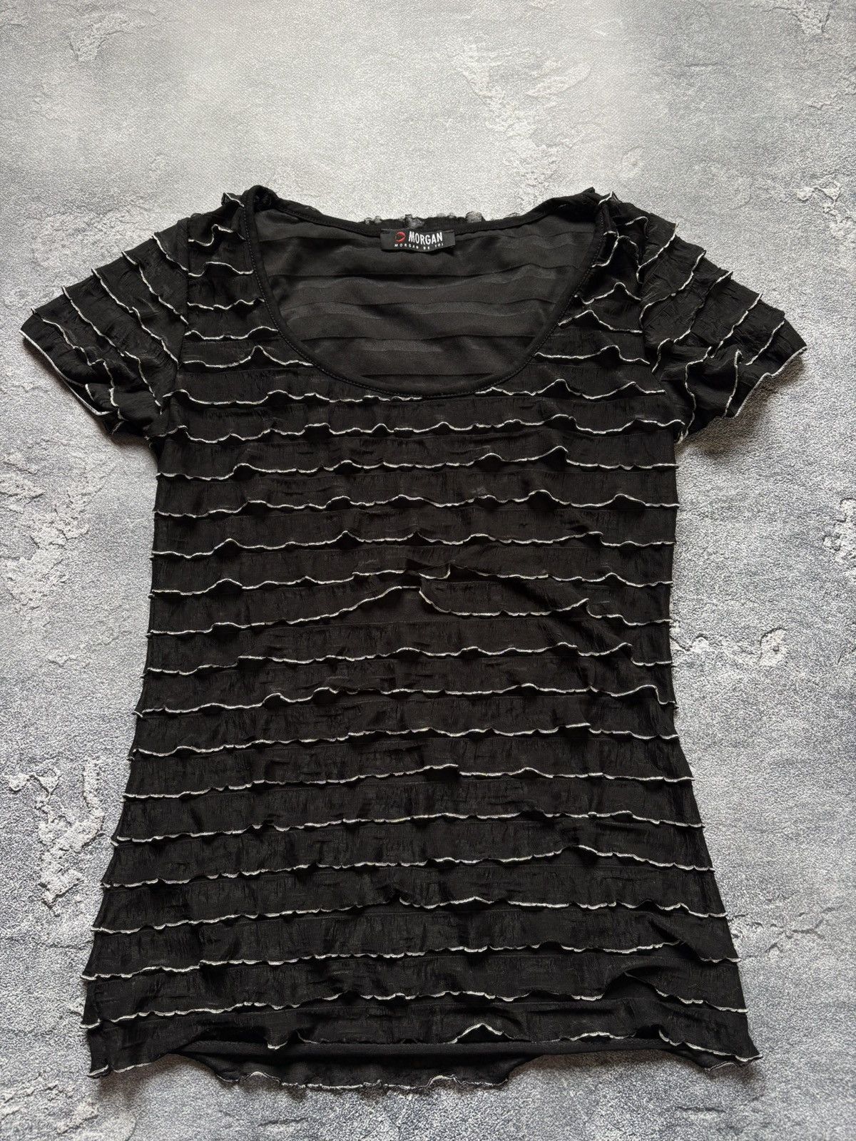 Morgan De Toi Vintage 90s Morgan De Toi Y2K Grunge Tiered Ruffle Mesh Top Size M / US 6-8 / IT 42-44 - 4 Thumbnail