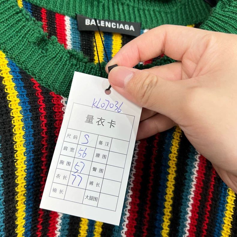 Balenciaga Balenciaga Striped Embroidered Letter Knitted Sweater Size US S / EU 44-46 / 1 - 7 Thumbnail