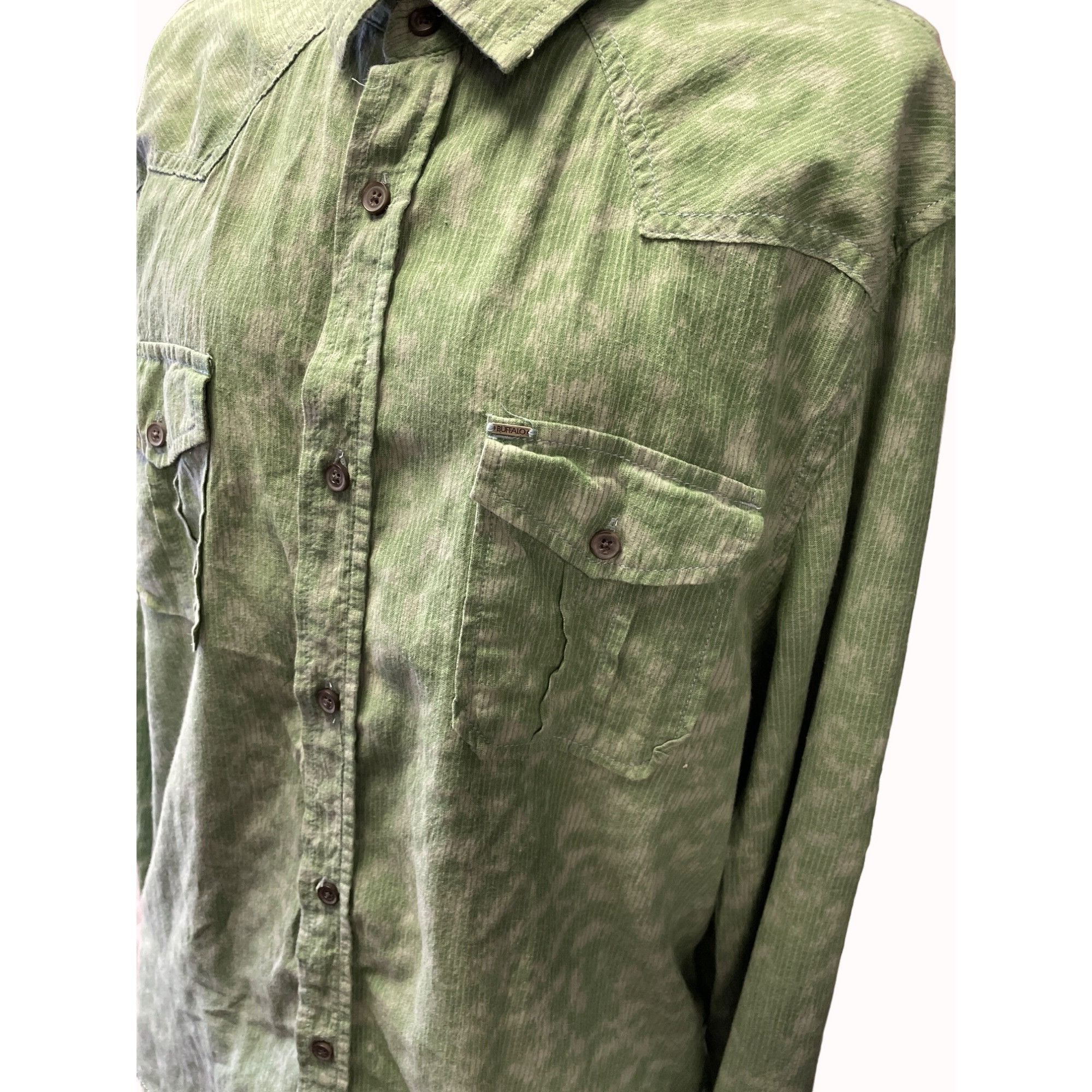 Buffalo David Bitton Buffalo David Bitton Men's Green Button up Long Sleeve Shirt Size US XL / EU 56 / 4 - 2 Thumbnail