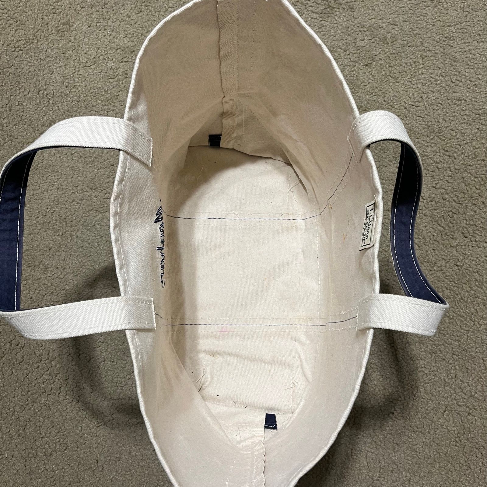 L.L. Bean Vintage L.L. Bean Boat and Tote Bag 23 Inch Canvas Navy Trim Size ONE SIZE - 4 Thumbnail