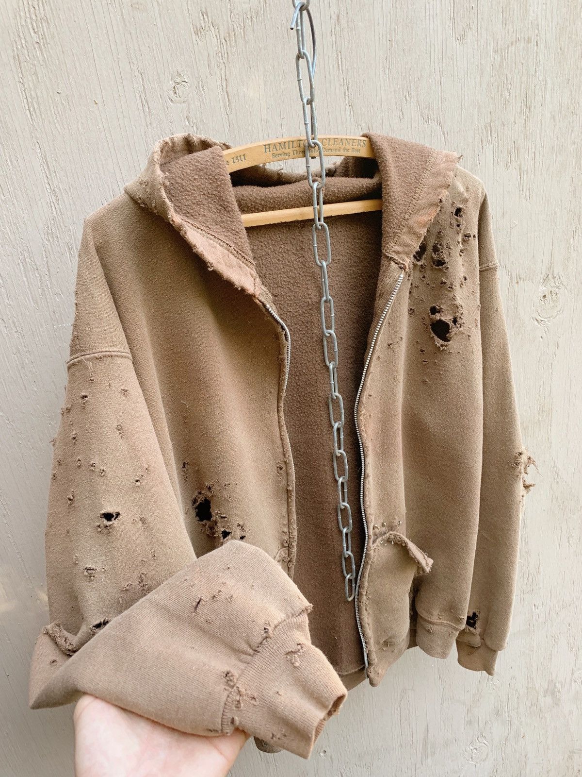 Vintage Thrashed Sun Faded BOXY Blank Zip Hoodie Distressed GRUNGE Size US M / EU 48-50 / 2 - 2 Thumbnail