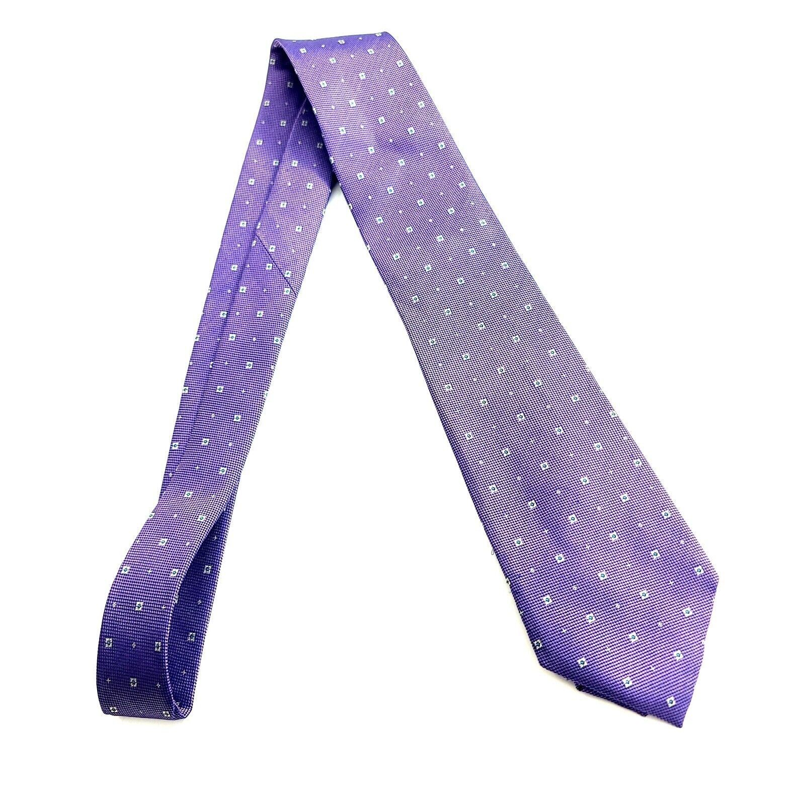 Vince Camuto Vince Camuto Purple Woven Geometric Silk Tie Size ONE SIZE - 6 Thumbnail