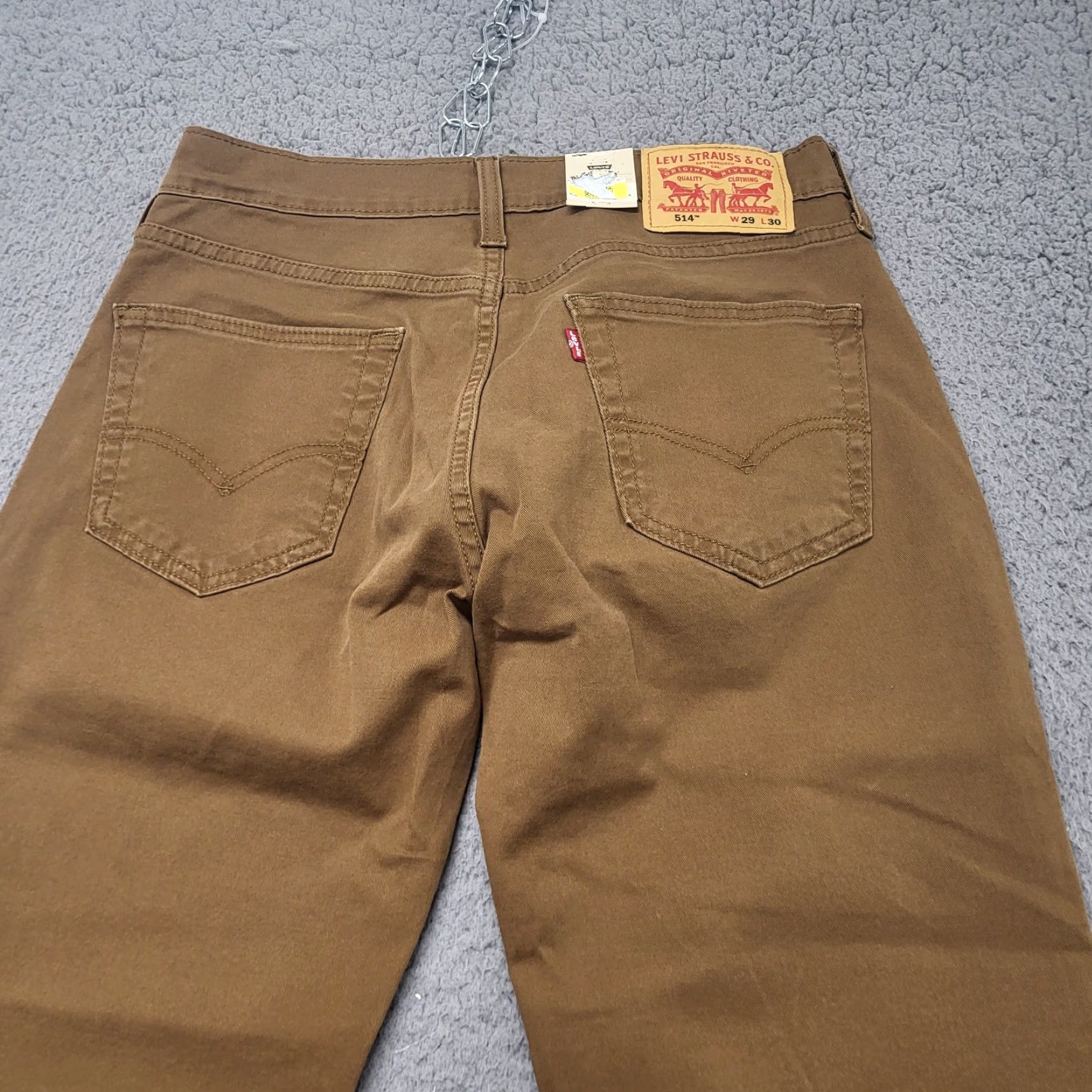 Levi's Levi's 514 Jeans Men's 29X30 Tan Khaki Straight Fit 100% Cotton Denim Chino Jeans Size US 29 - 3 Thumbnail
