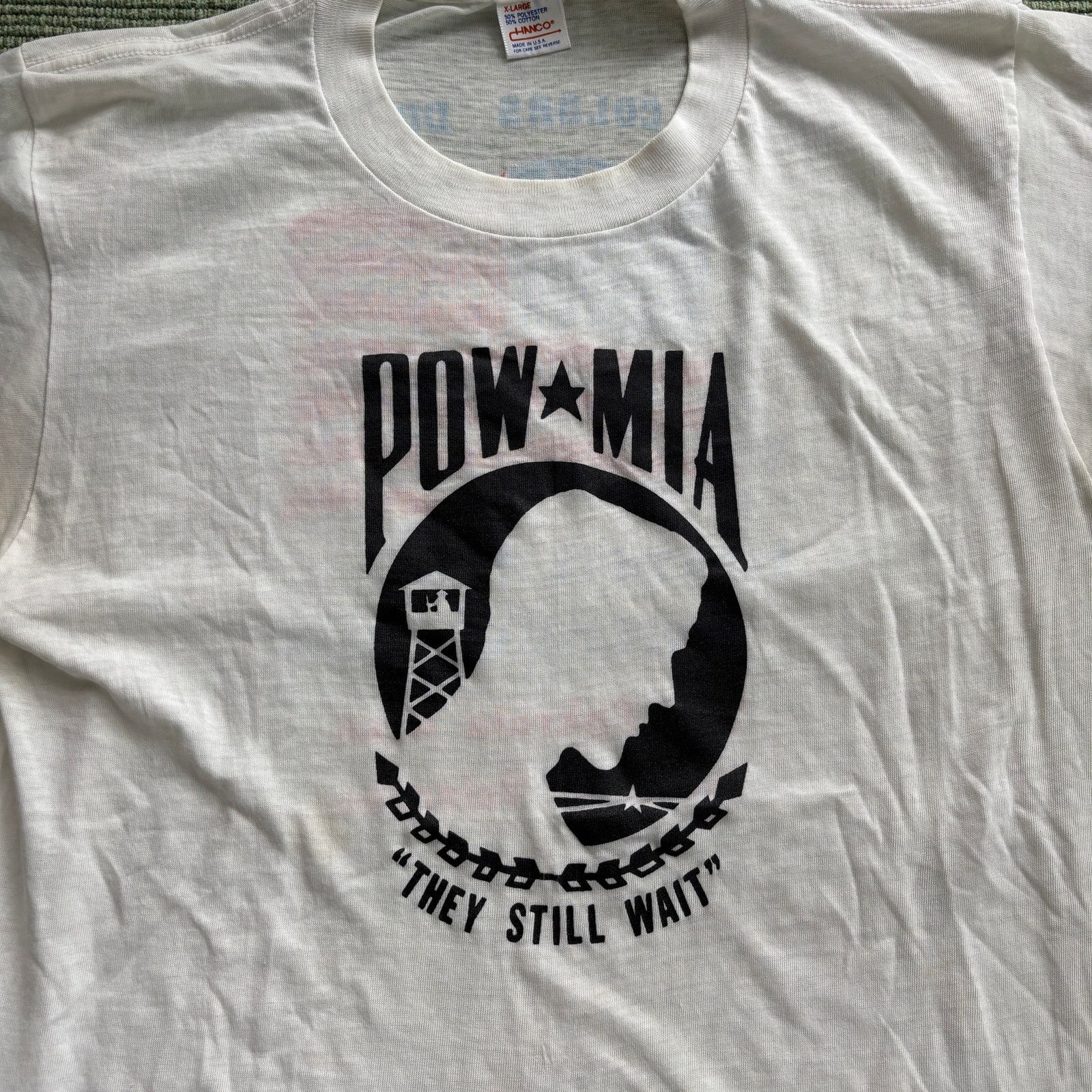 Vintage Vintage 80s POW MIA Thin Single Stitched Tee Shirt Sz L Size US L / EU 52-54 / 3 - 2 Thumbnail