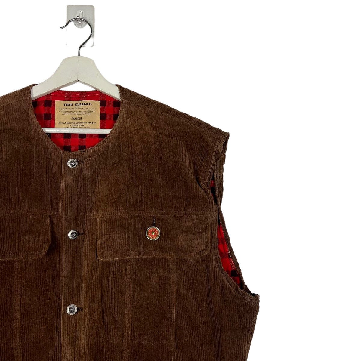 Japanese Brand 🔥 TEN CARAT CORDUROY SLEEVE LESS TANK TOP JACKET Size US L / EU 52-54 / 3 - 6 Thumbnail
