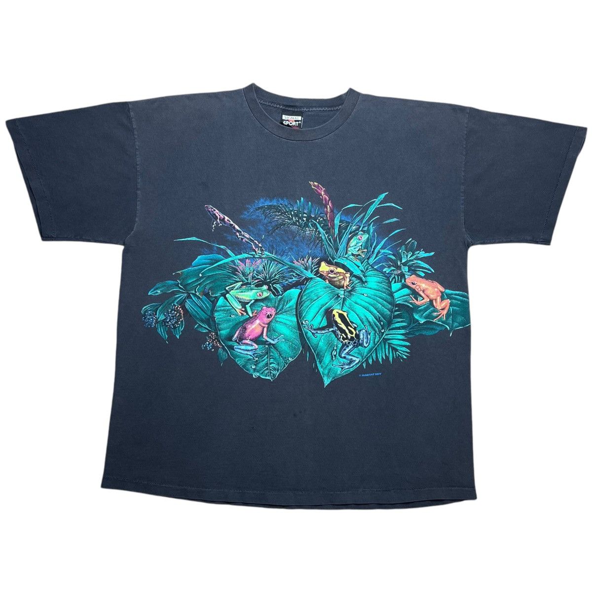 Vintage Vintage 1990s Frog Amphibian Nature Wrap Around Graphic Tee Size US XXL / EU 58 / 5 - 1 Thumbnail