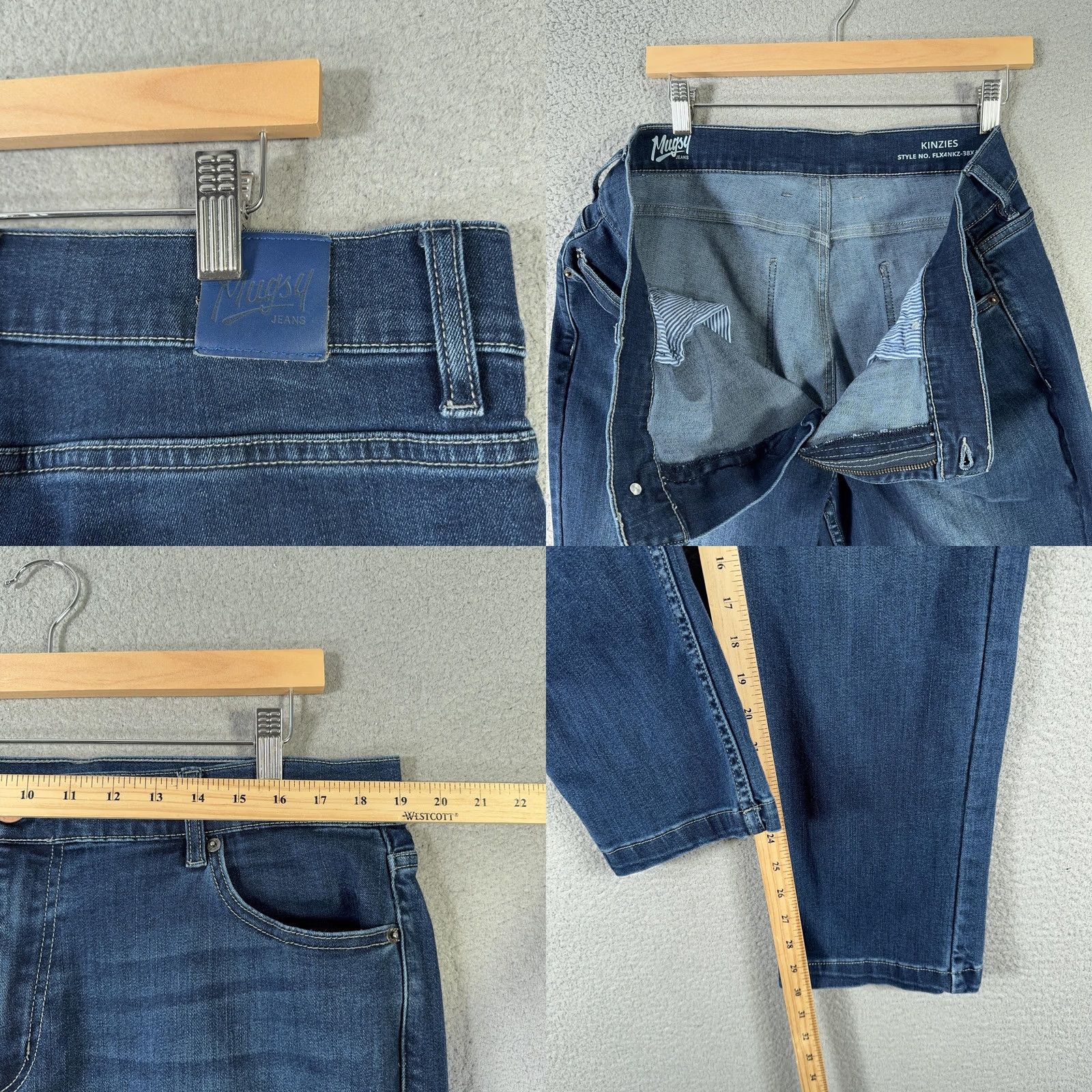 Denime Mugsy Jeans Mens Tapered Denim 38x30 Kinzies Blue Stretch FLX4NKZ 5-Pocket Leather Logo Pocket Lining Slim Comfort Size US 38 / EU 54 - 8 Thumbnail