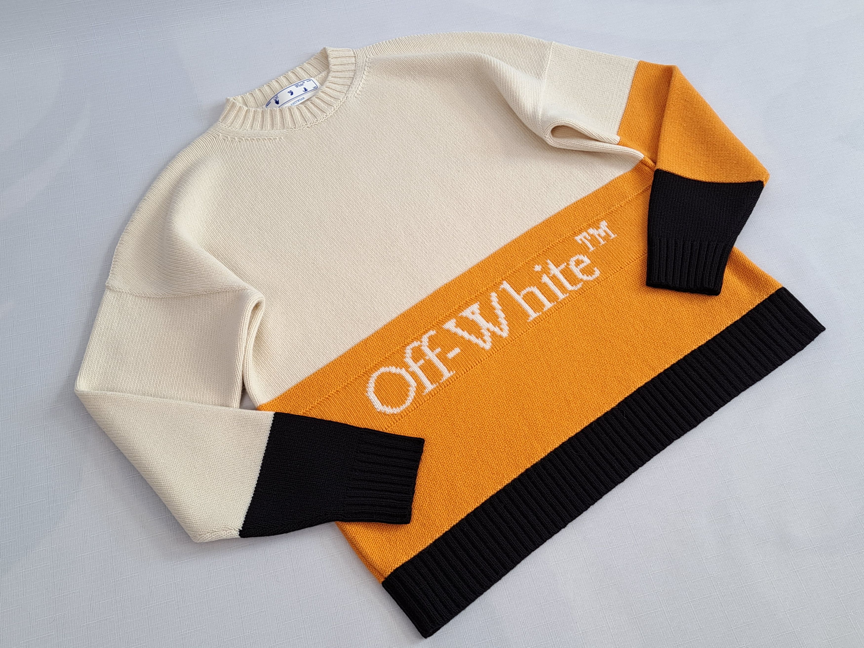 Off-White OFF-WHITE knit color block crewneck wool sweater. Size M. Size US M / EU 48-50 / 2 - 6 Thumbnail
