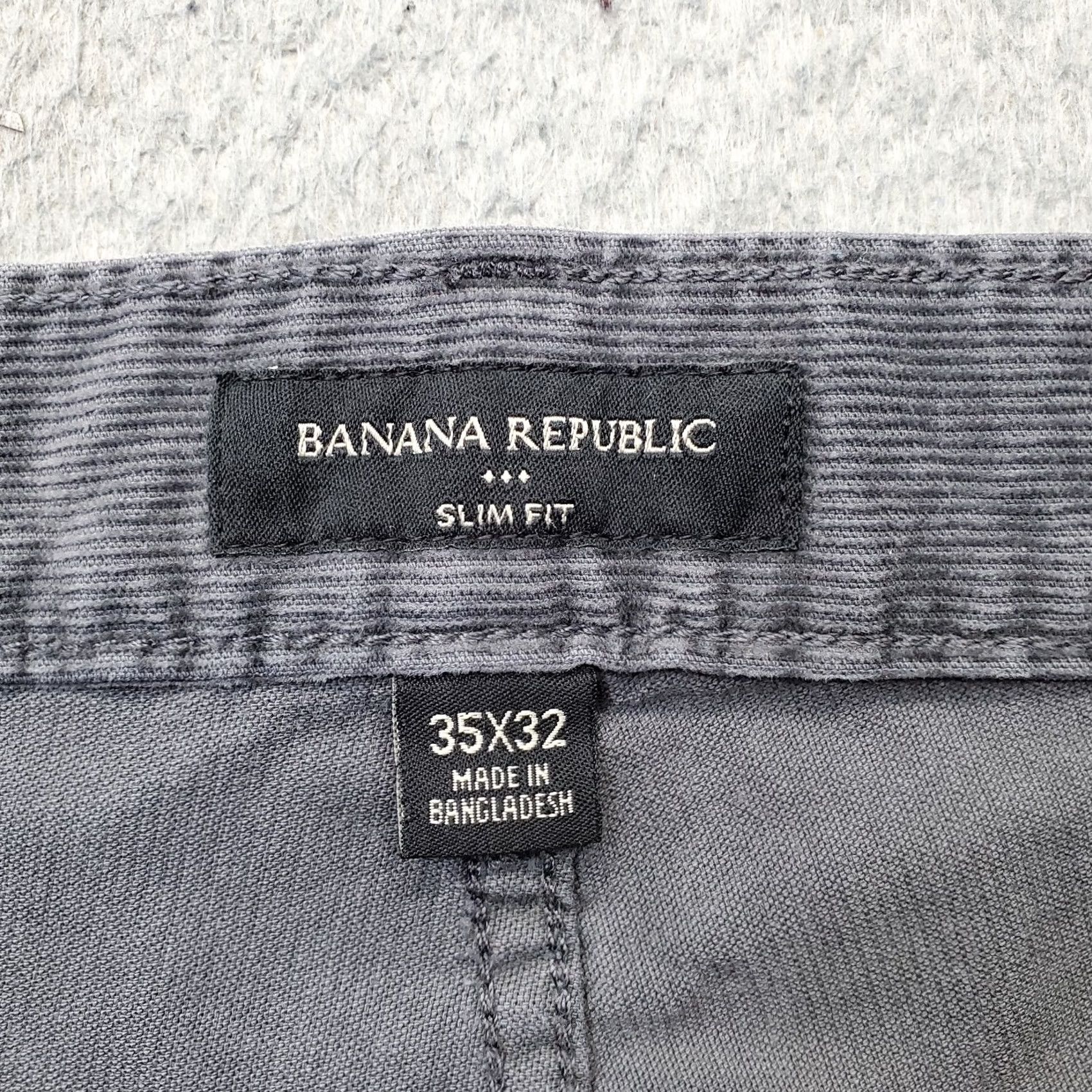 Banana Republic Banana Republic Corduroy Pants Mens 35x32 Grey Slim Fit Stretch Straight Leg Size US 35 - 7 Thumbnail