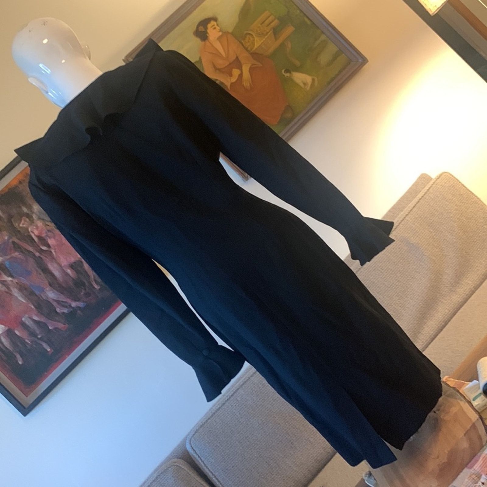 Vintage 80’s Oberon chic LBD black crepe cocktail dress Size L / US 10 / IT 46 - 6 Thumbnail