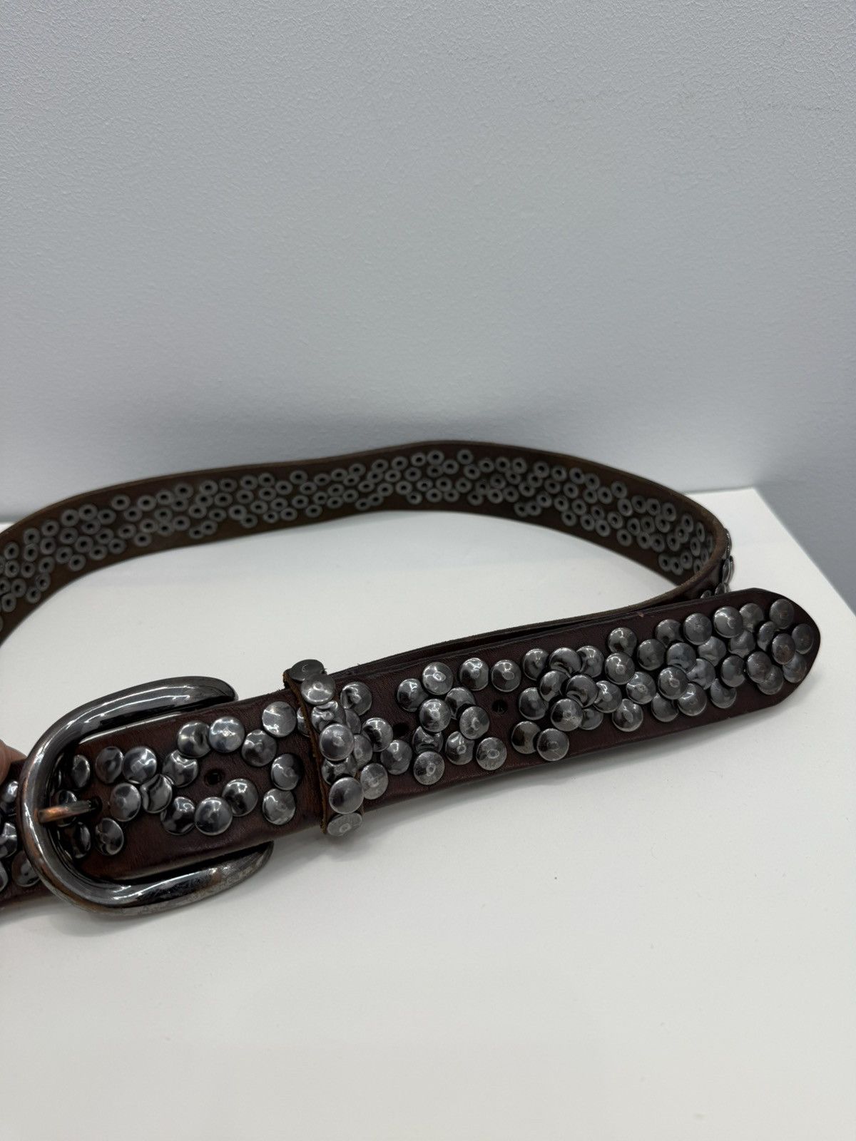 LIEBESKIND BERLIN Liebeskind Berlin Metal Rivets Leather Punk Rock Gothic Belt Size 34 - 2 Thumbnail