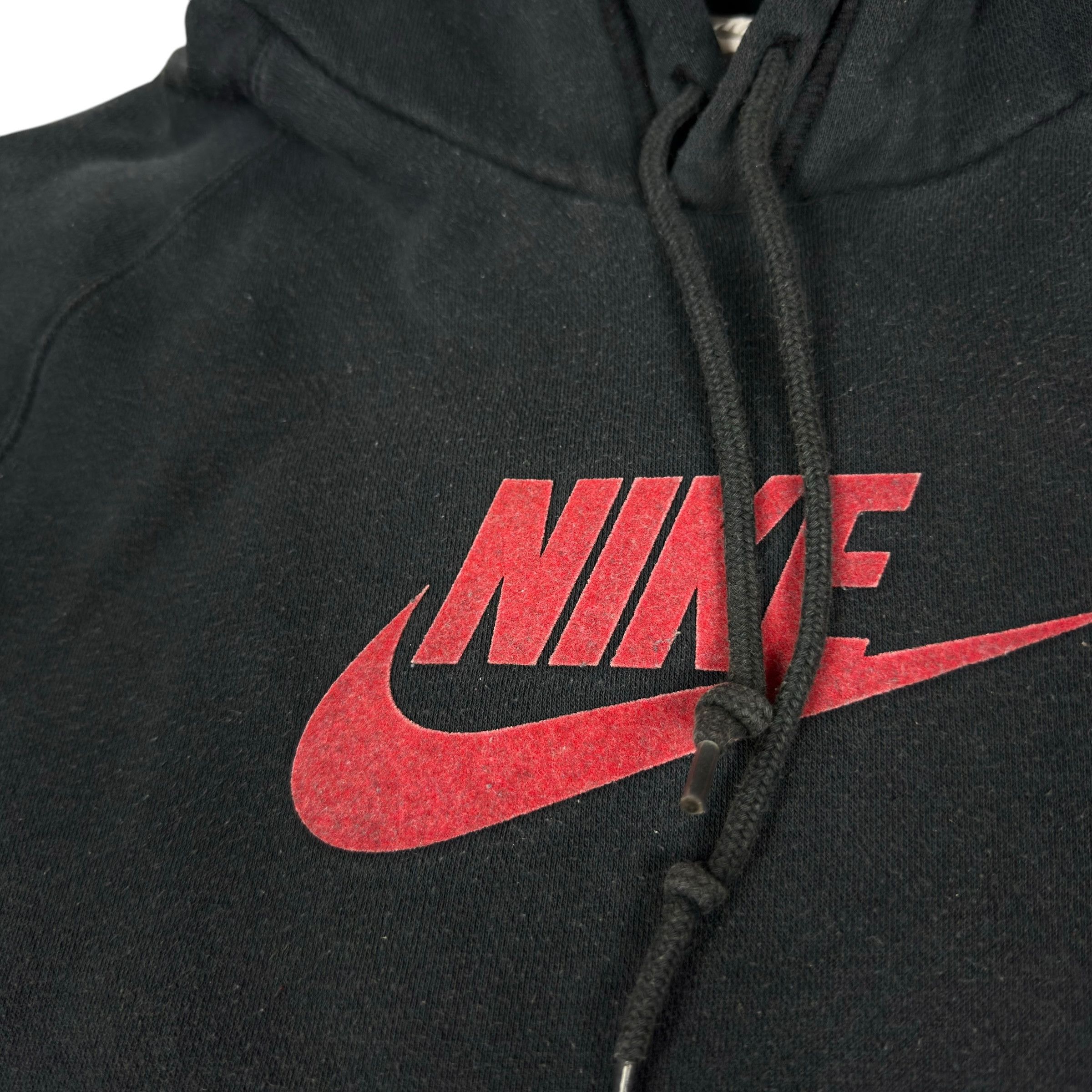 Nike × Vintage Nike Black Spellout Swoosh Pockets Pullover Hoodie L Size L / US 10 / IT 46 - 3 Thumbnail