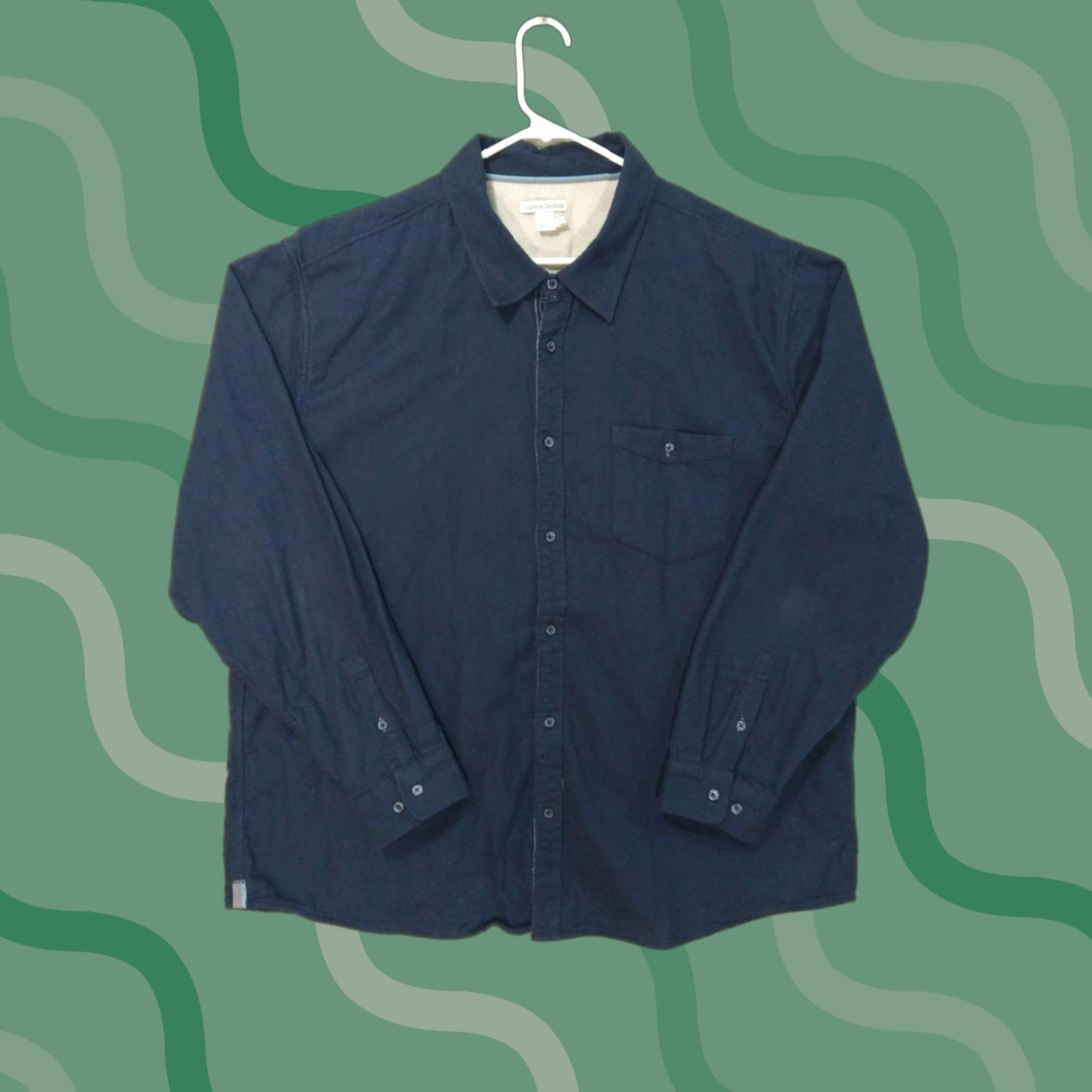 Carbon2Cobalt Carbon 2 Cobalt Shirt Mens 2XL Navy Blue Flannel Long Sleeve Button-Up Pocket Lined Size US XXL / EU 58 / 5 - 1 Thumbnail